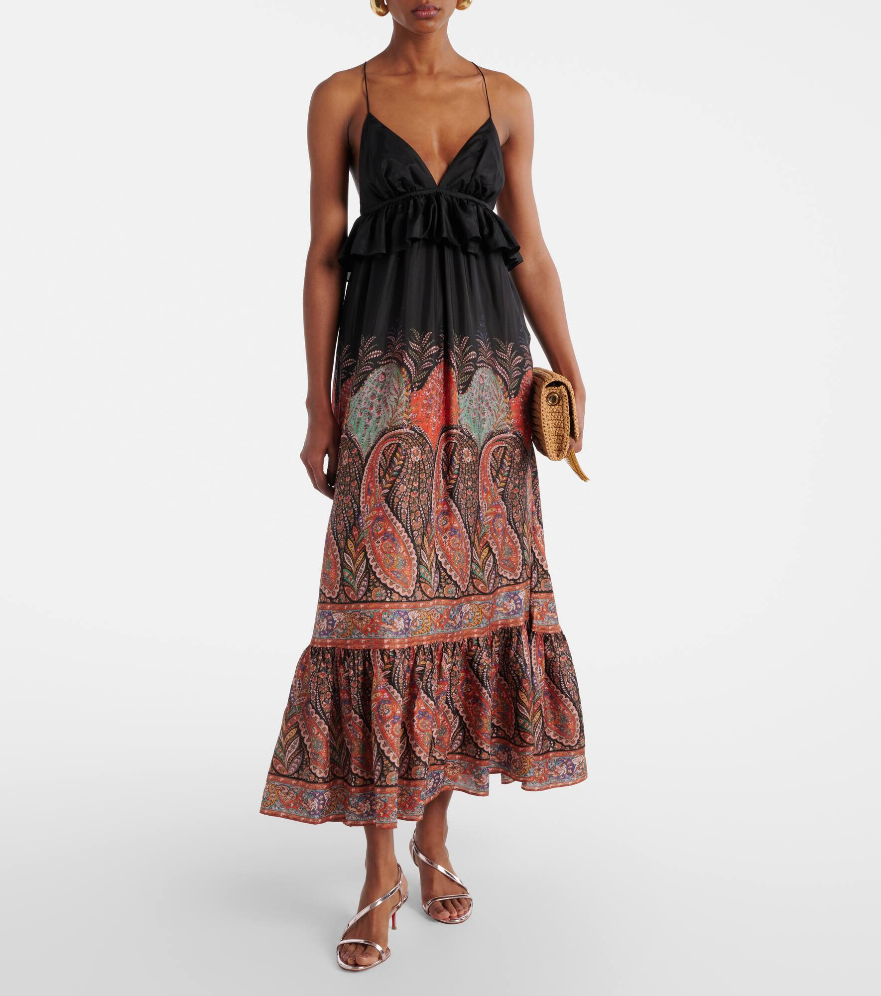 Rhiannon paisley ruffled silk maxi dress - 2