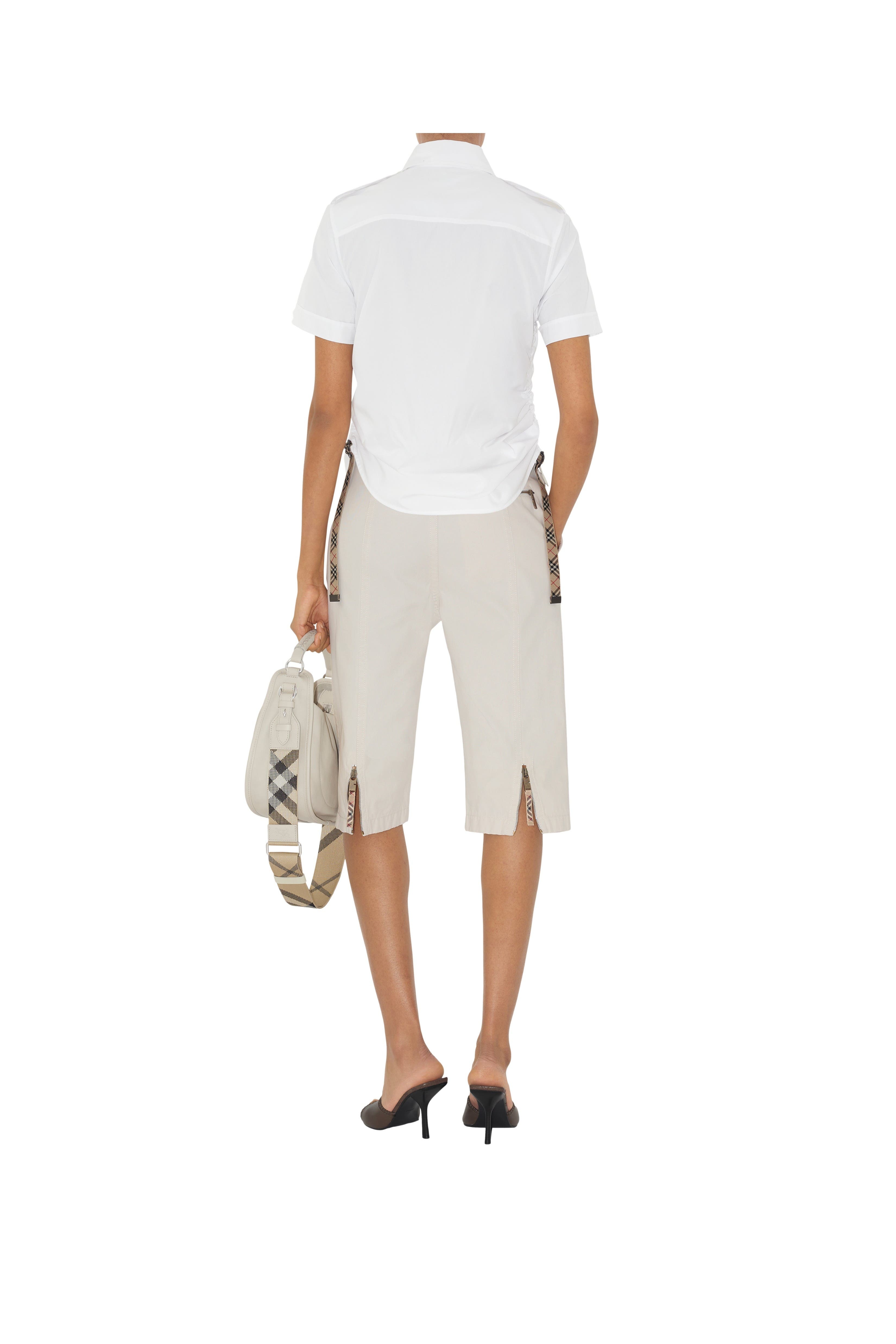 burberry Check Trim Cotton Shirt in Optic White at Nordstrom - 6