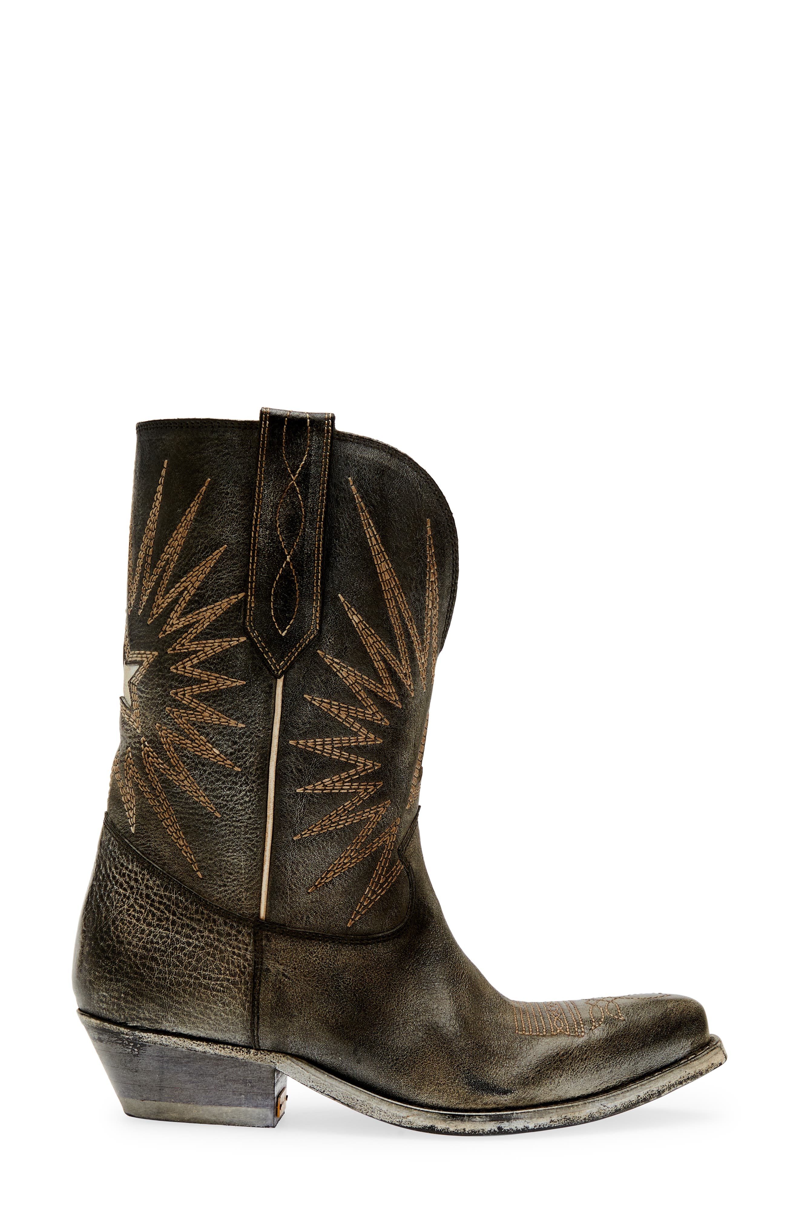 Golden Goose Wish Star Short Western Boot in Black/Ecru Silver at Nordstrom - 3