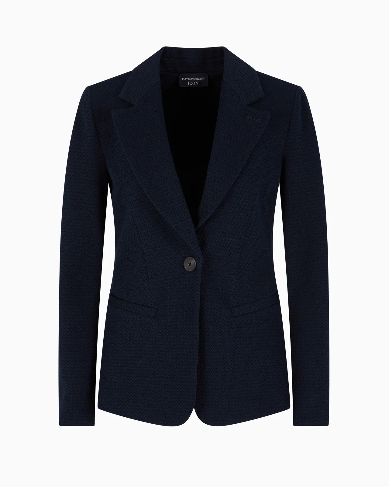 ICON SINGLE-BREASTED JACKET IN AN EMBOSSED JACQUARD KNIT JERSEY - 1