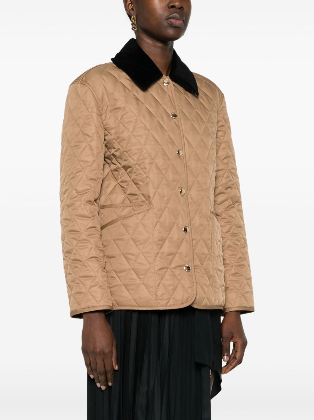 corduroy-collar quilted jacket - 3