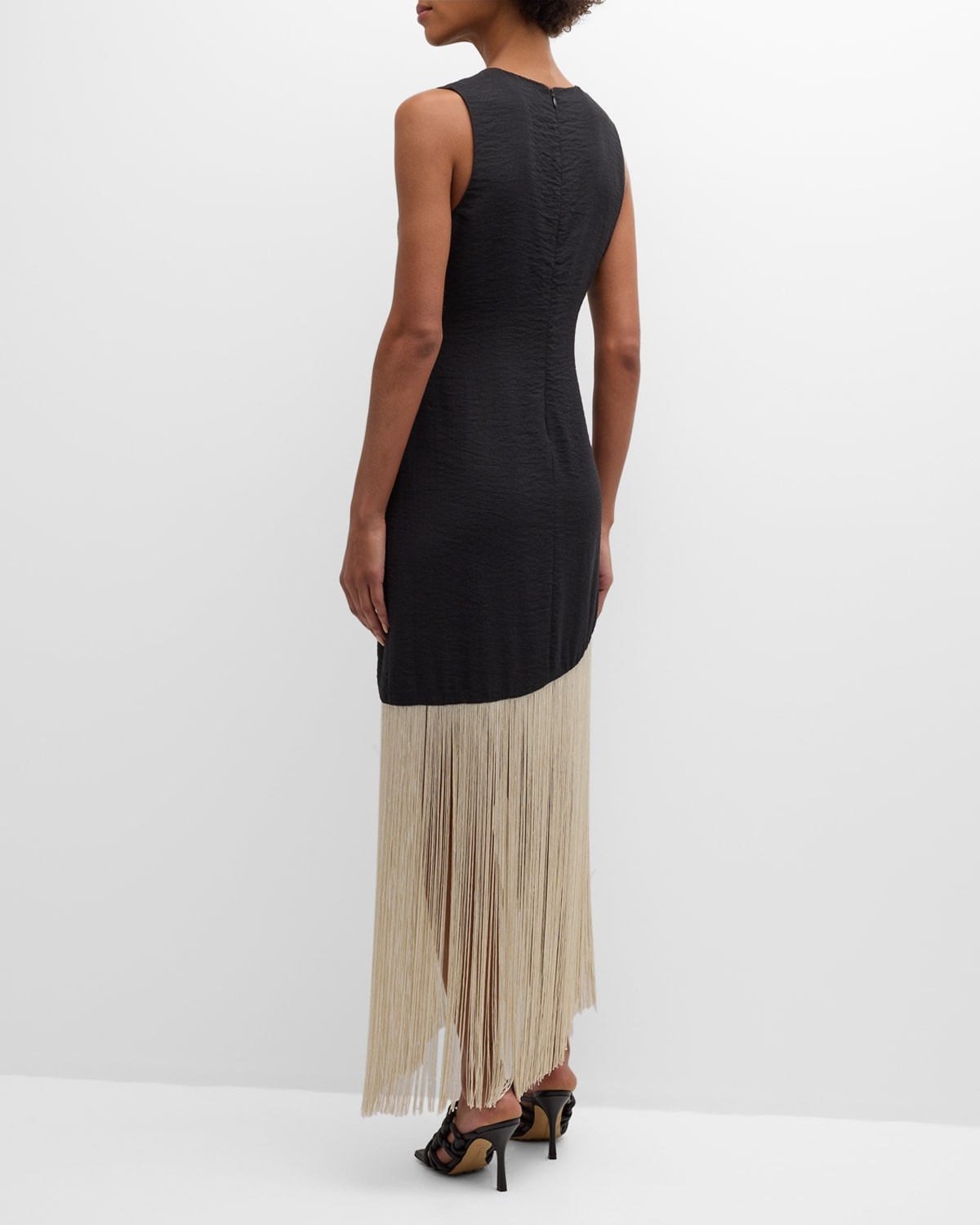 Casablanca Two-Tone Sleeveless Long Fringe Dress - 4