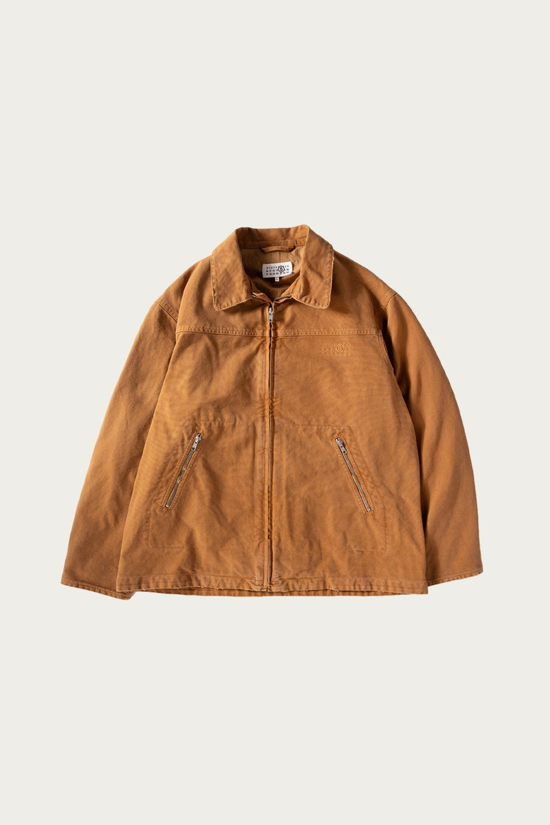 Canvas Numeral Work Jacket - Brown/Tan - 1