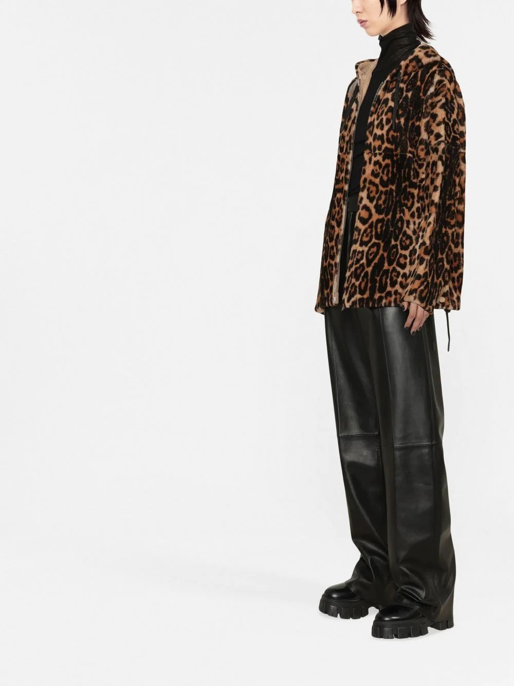 animal-print lambs wool jacket - 3