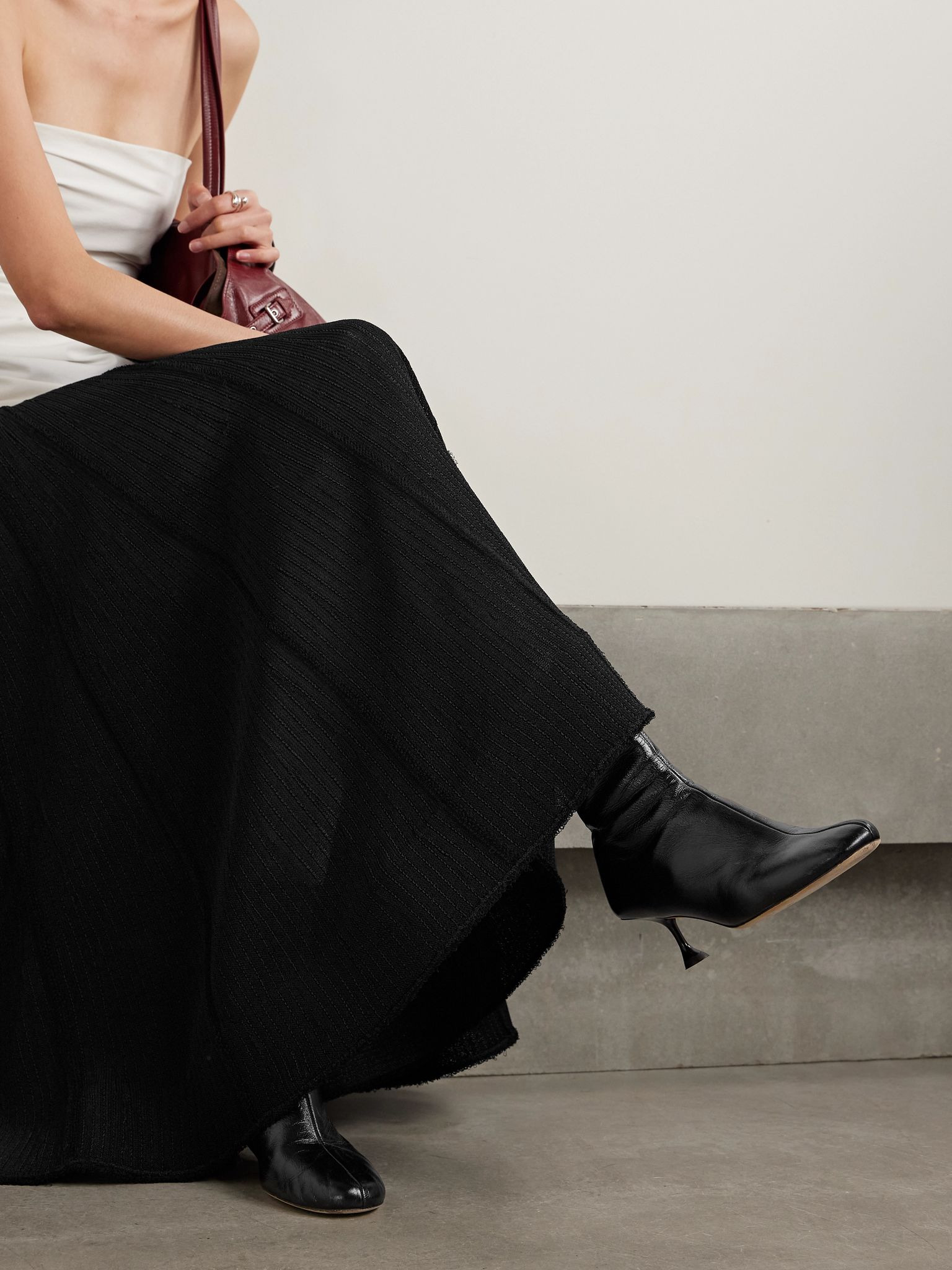 Tee crinkled-leather ankle boots Black - 2