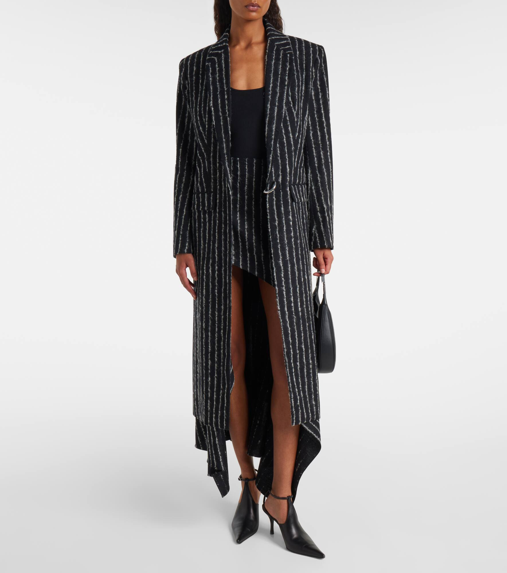 Pinstripe wool-blend coat - 2