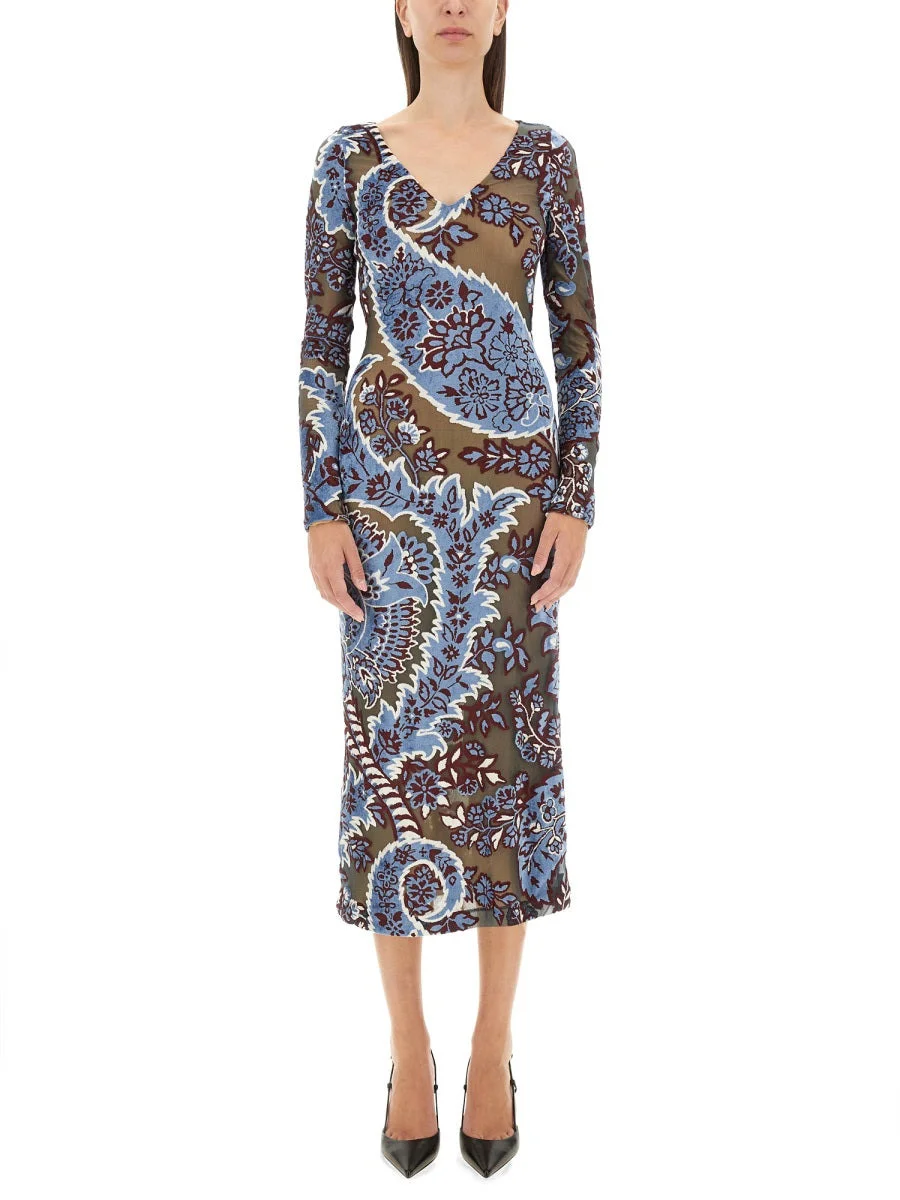 Etro Women Velvet Jacquard Tulle Dress - 1