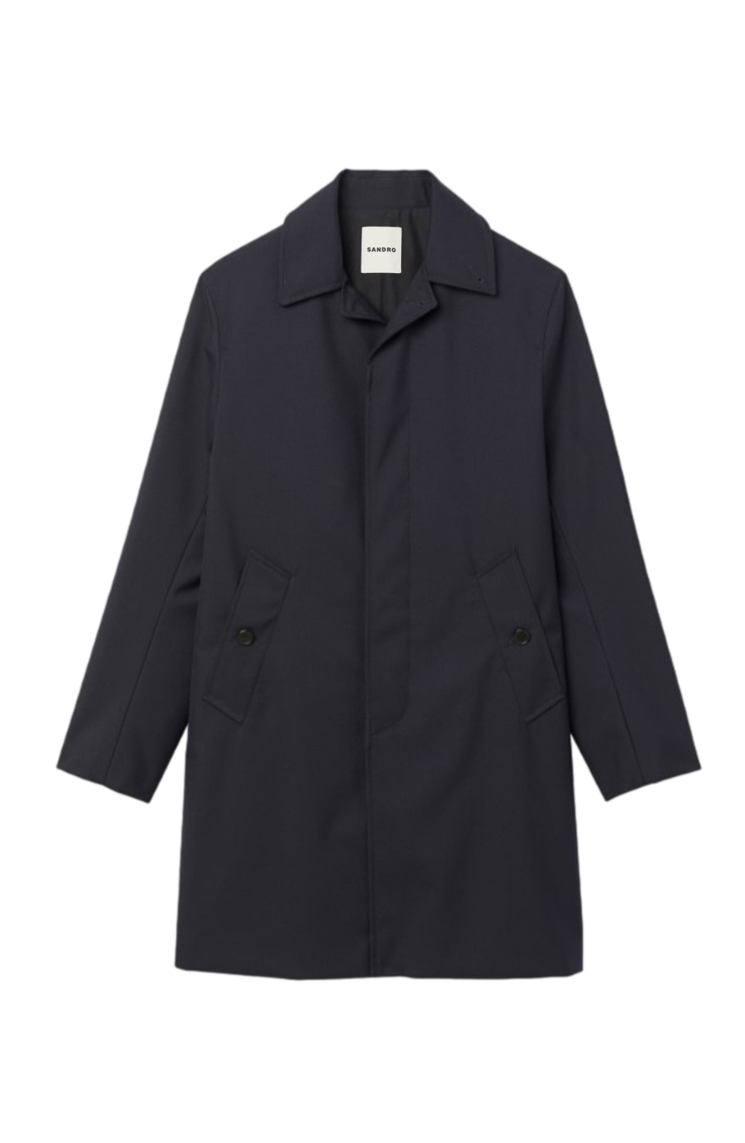 SANDRO Waterproof technical fabric coat in Navy Blue at Nordstrom - 5