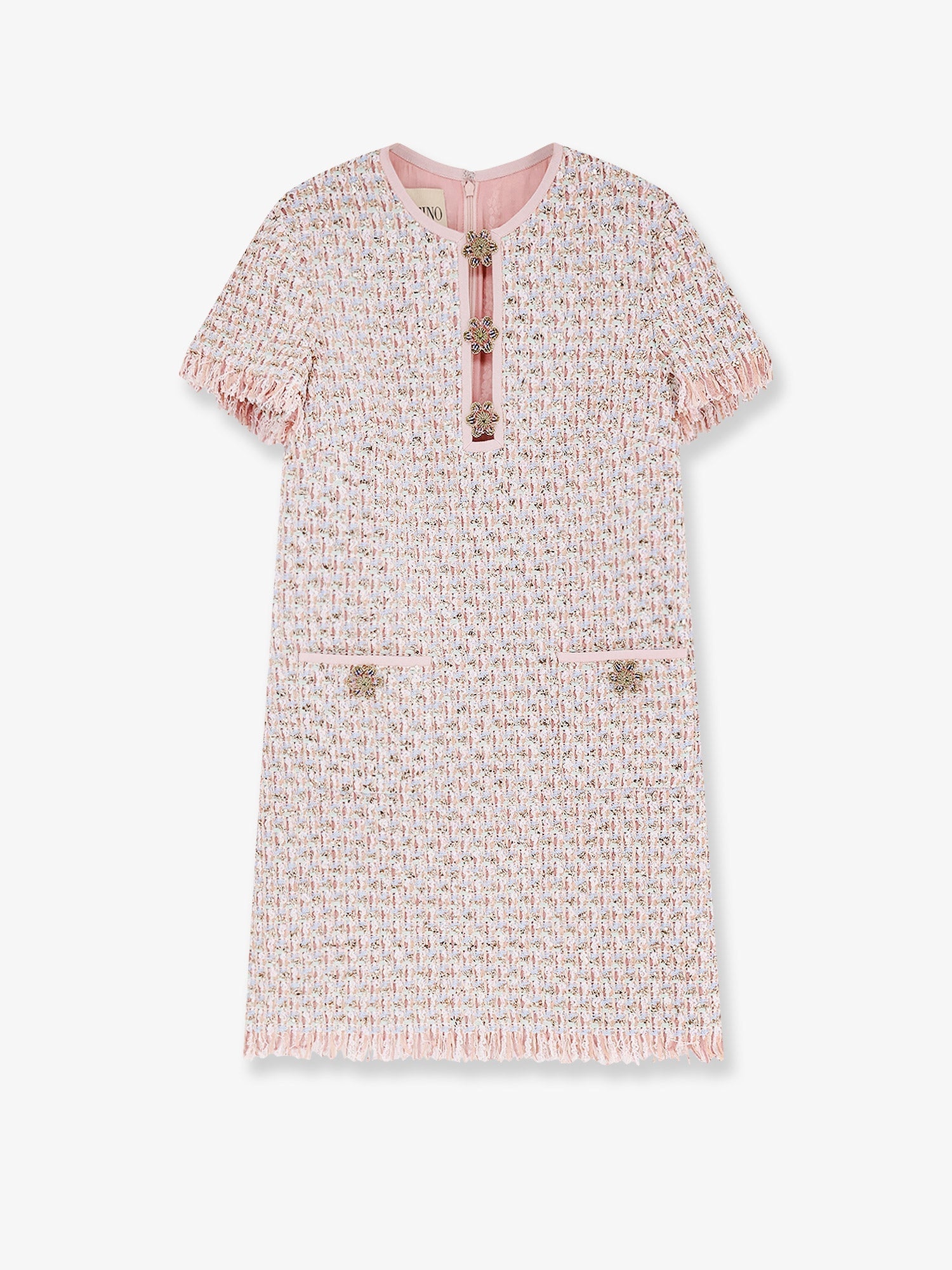 Valentino Embroidered Ribbon Tweed Dress - 1