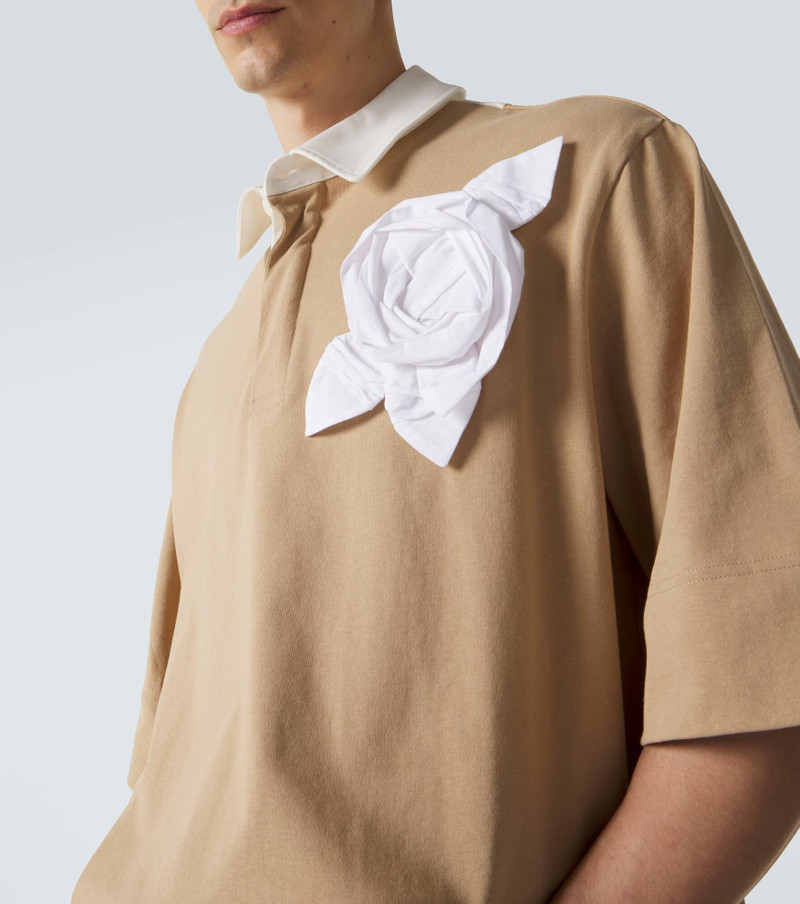 Floral-appliqué cotton jersey polo shirt 5