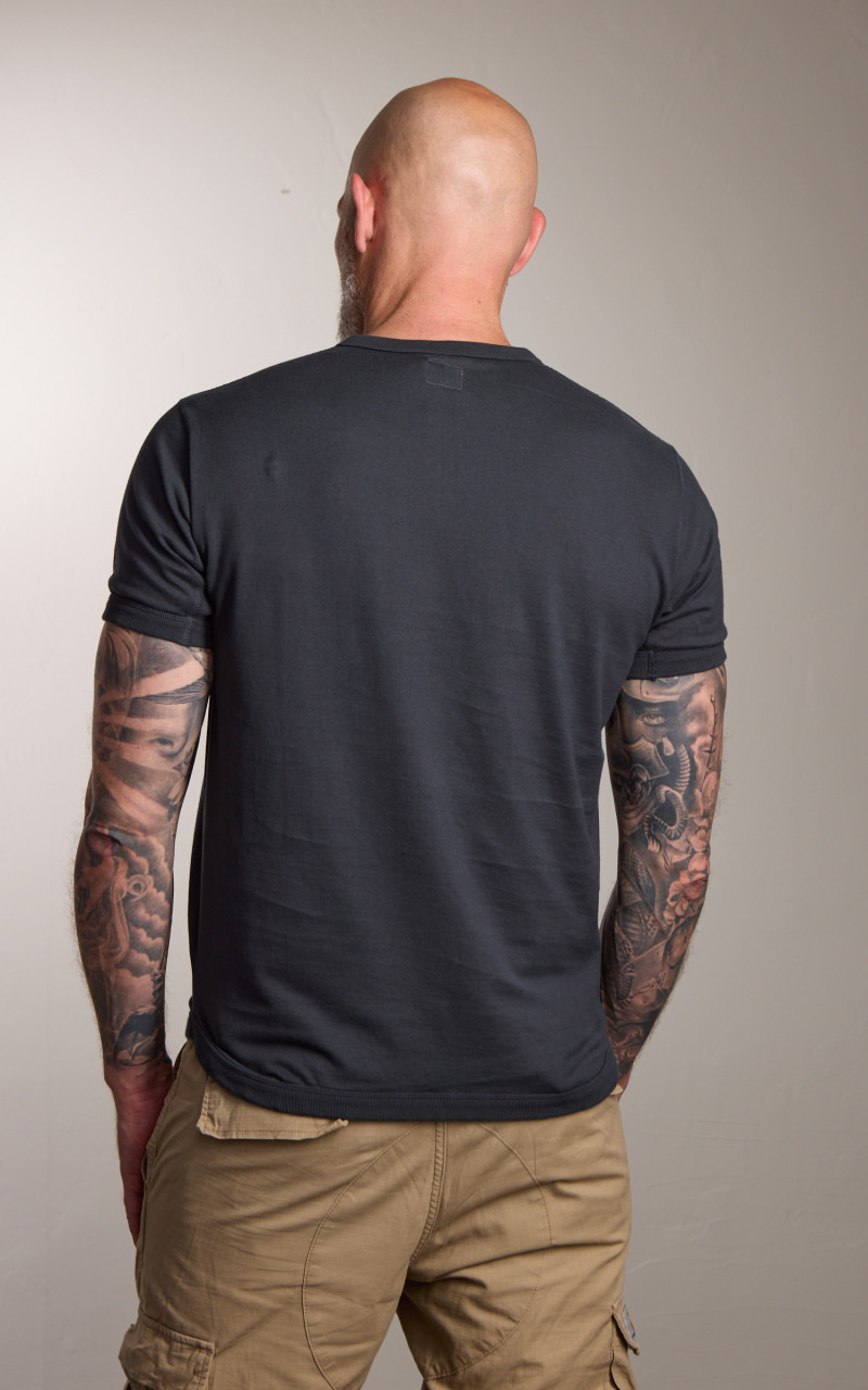 5222H-21 FLAT SEAM HEAVYWEIGHT HENLEY T-SHIRT INK BLACK - 6