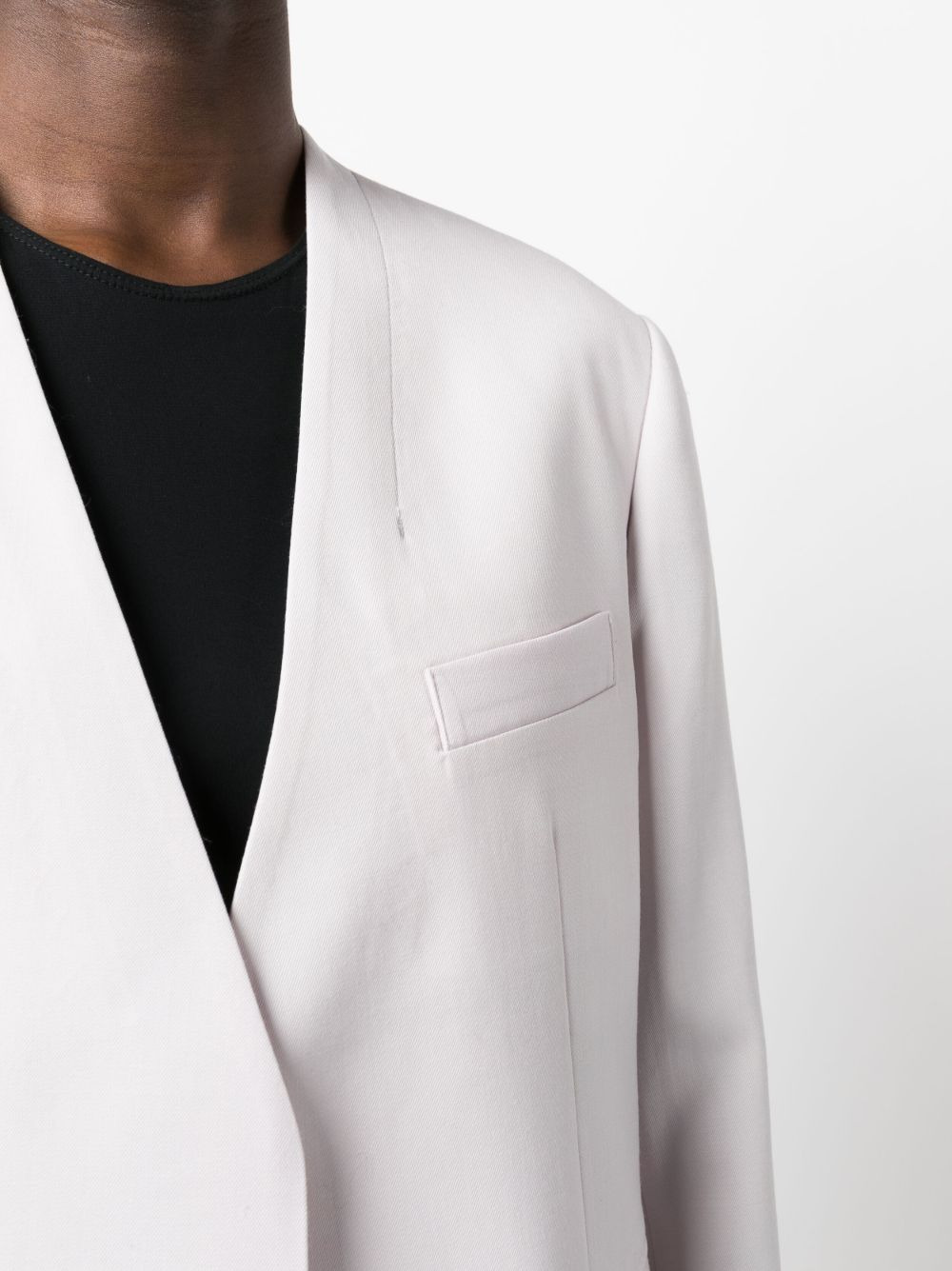 single-breasted collarless blazer - 5