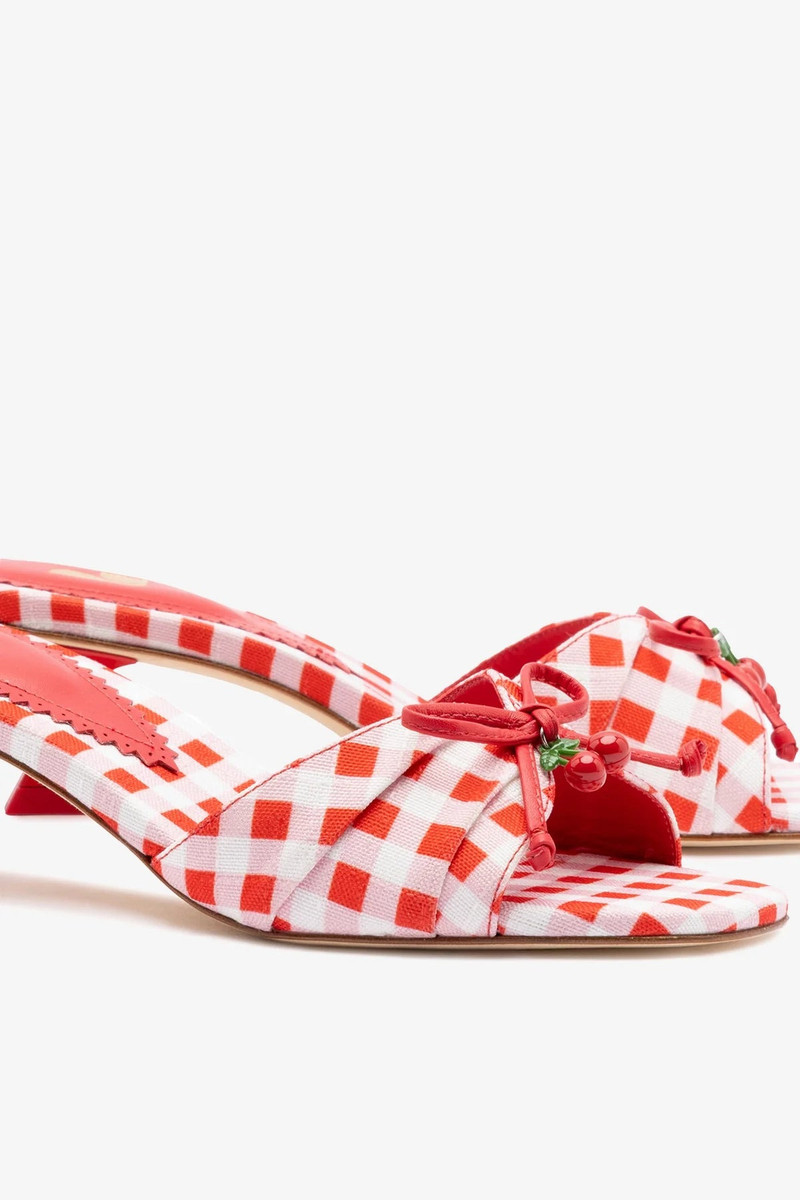 Bardot Mule Scarlet Printed Raffia 4