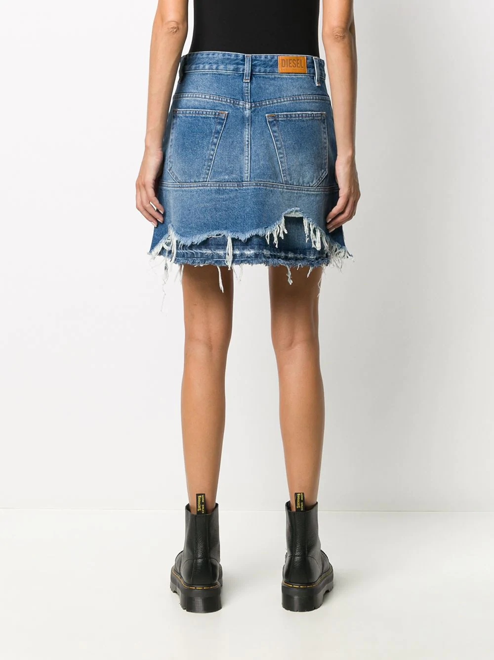 distressed denim mini skirt - 4