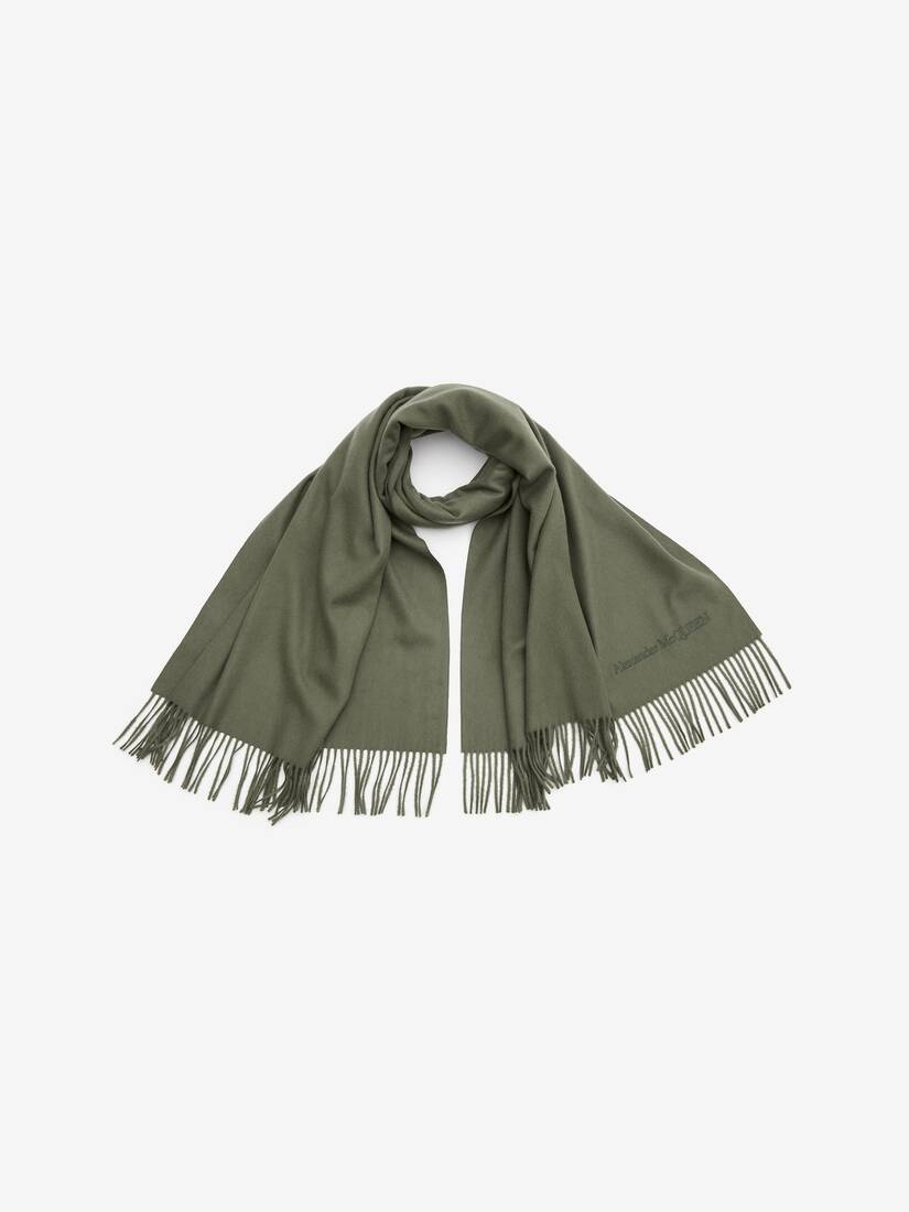 Women's Embroidered Stole in Khaki - 2