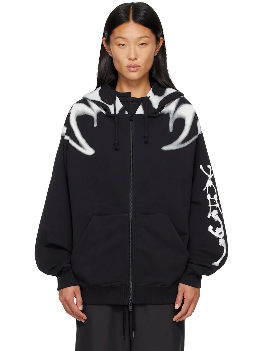 Black Chito Edition 'Y-3' Graphic Zipper Hoodie - 1