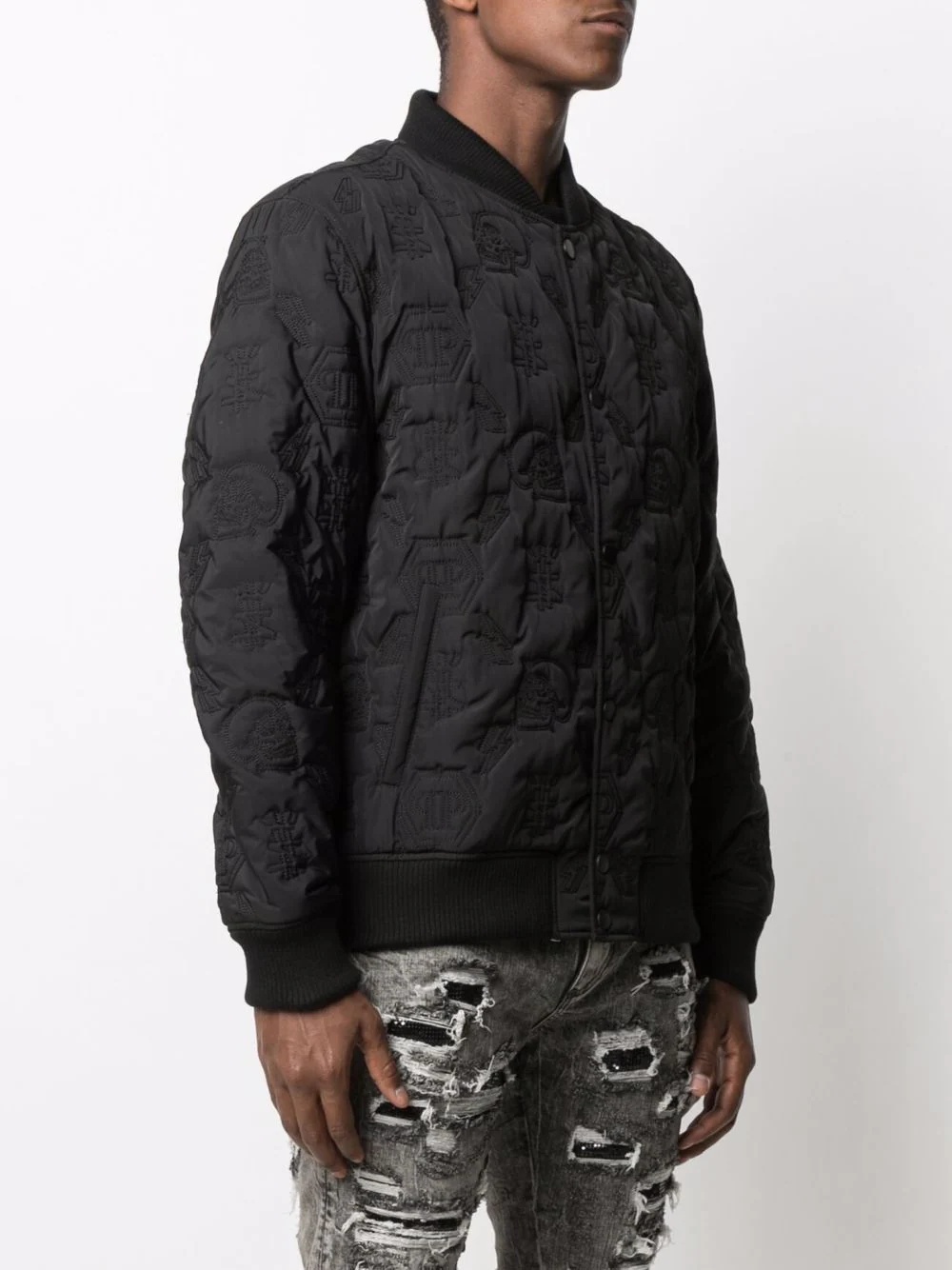 embossed-monogram bomber jacket - 3