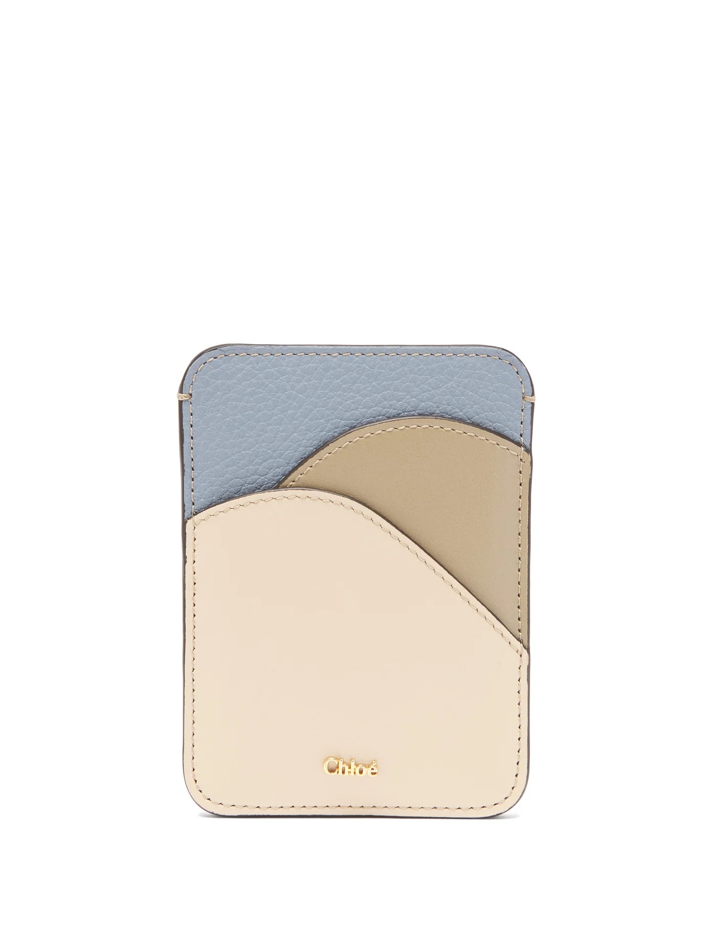 Walden colour-blocked grained leather cardholder - 1