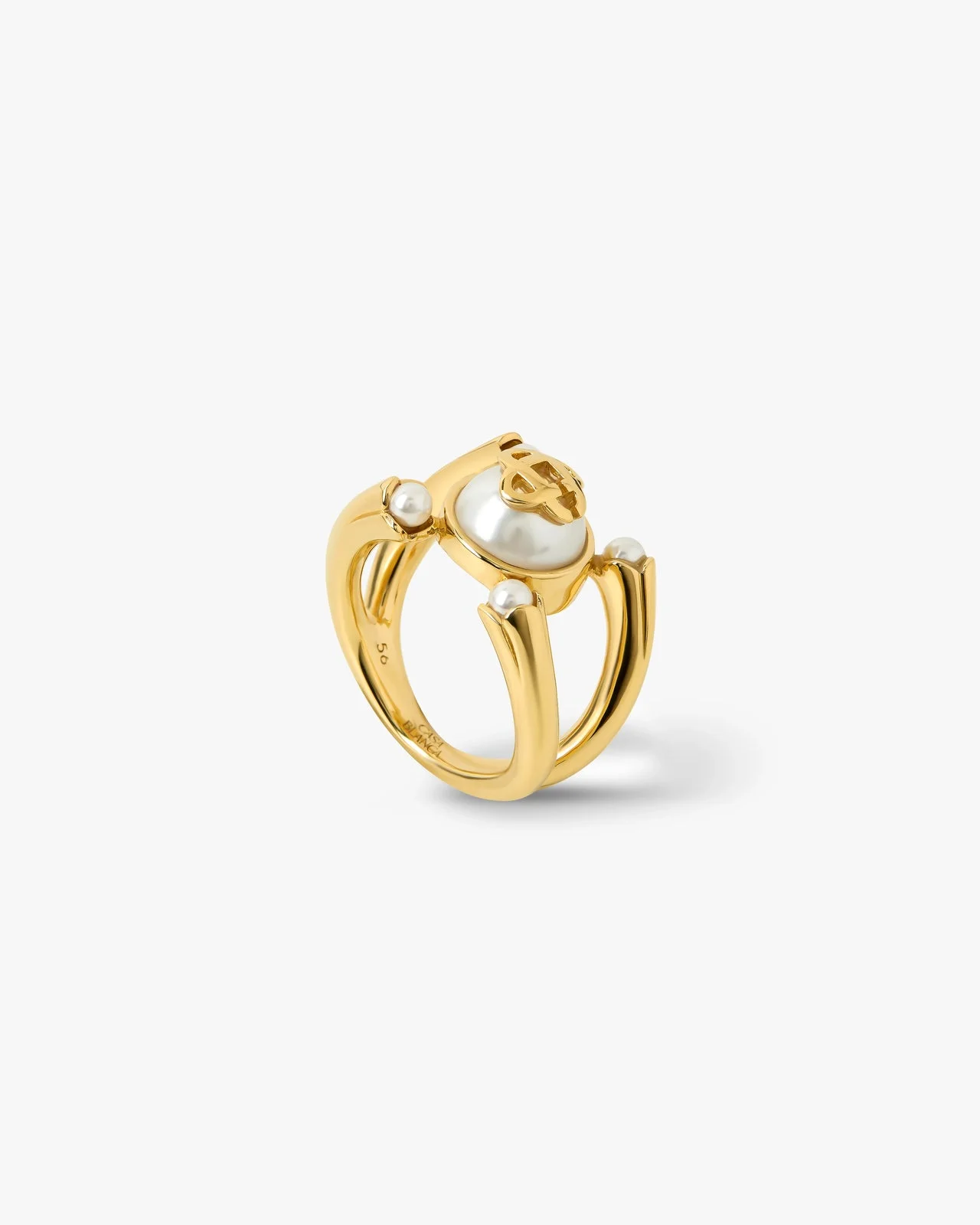 Gold & White Lotus Pearl Ring | Casablanca Paris - 1