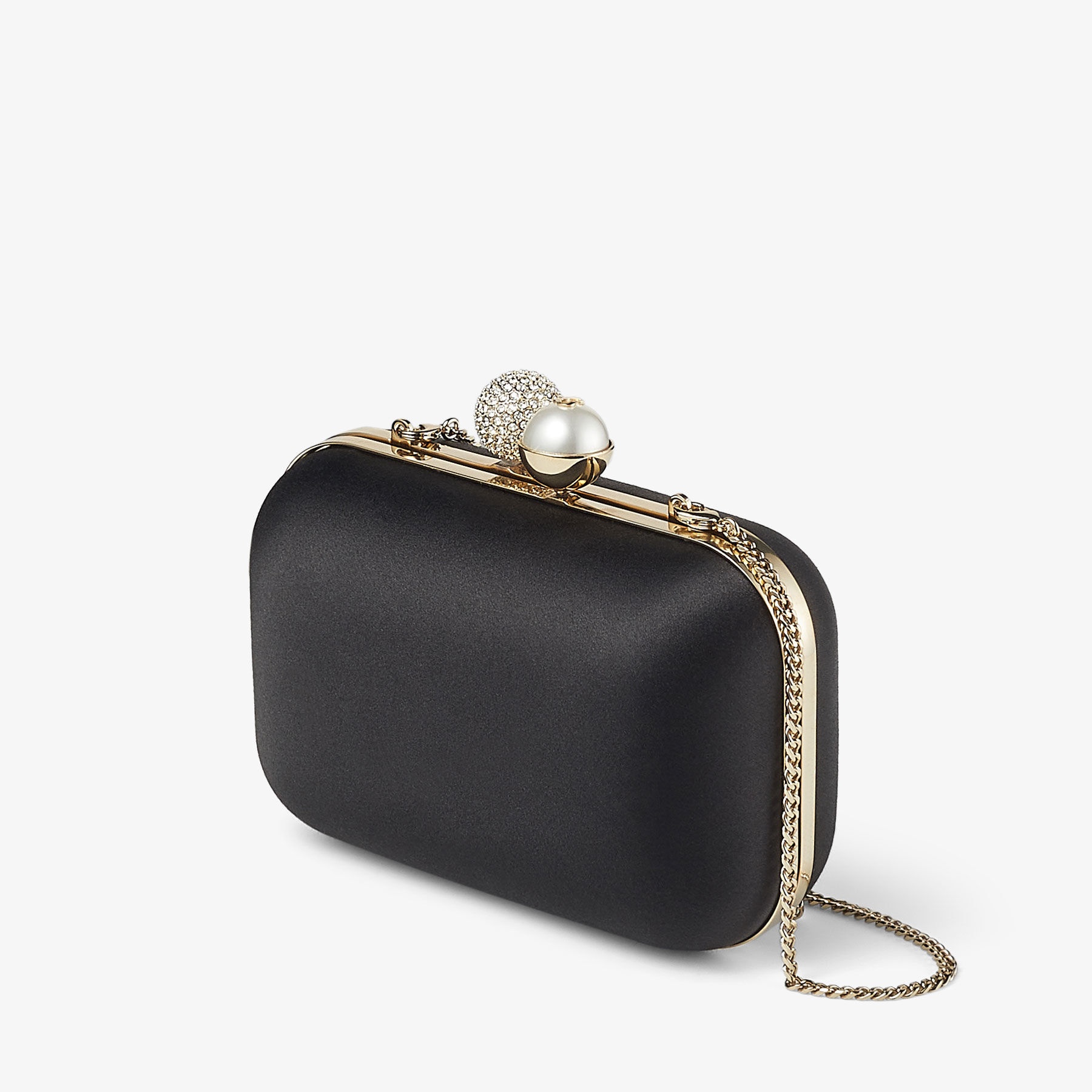 Cloud
Black Satin Clutch Bag with Pearl and Crystal Clasp - 2