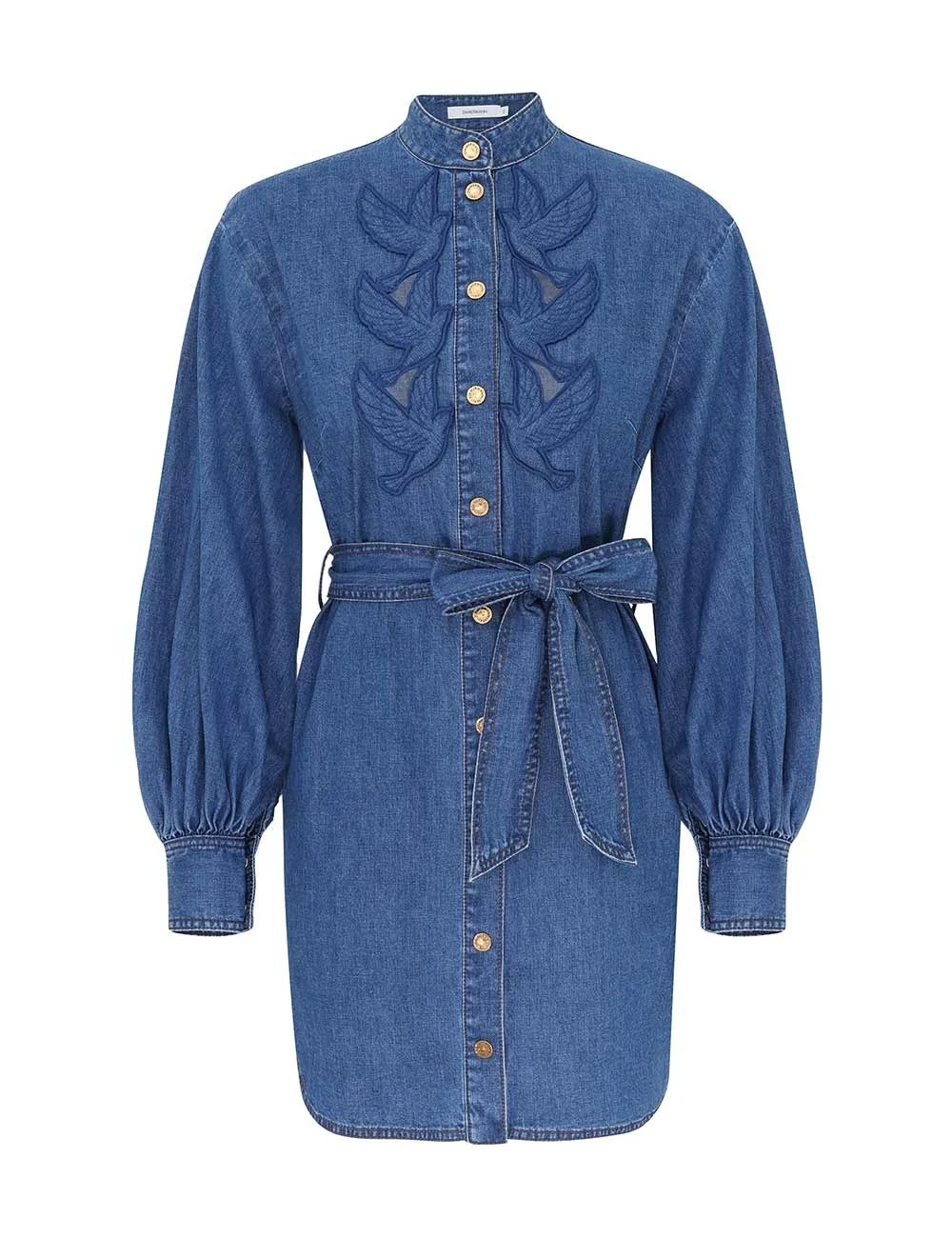 DENIM APPLIQUE MINI DRESS - 1