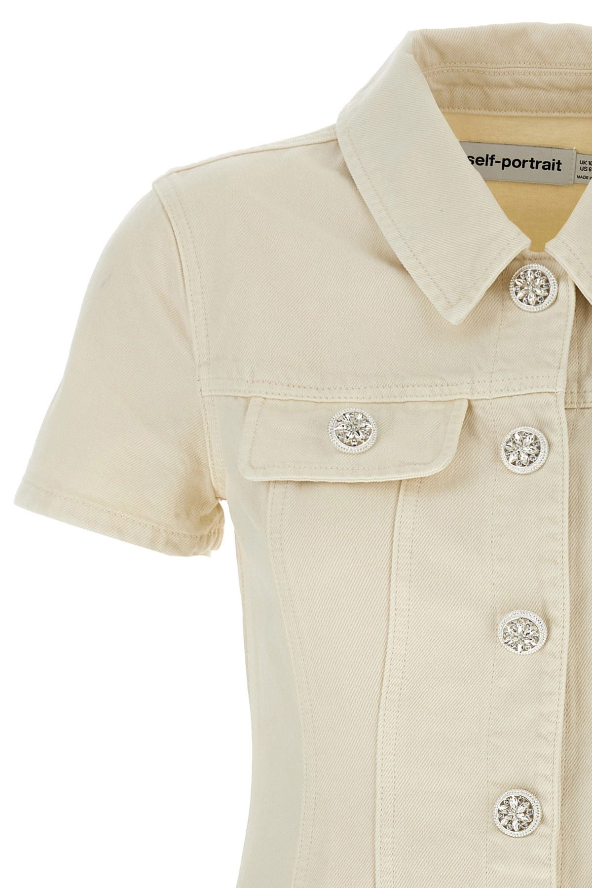 'Cream Collared Denim Mini' dress - 3