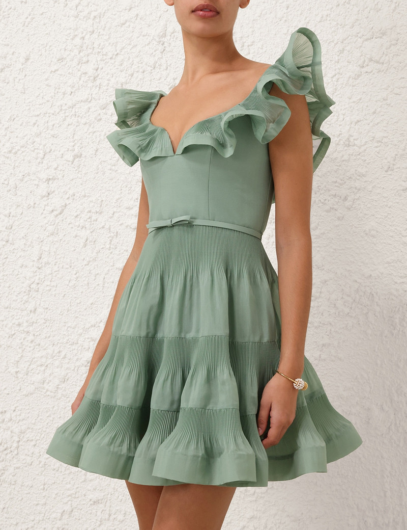 Zimmermann PLEATED FRILL MINI DRESS outlook