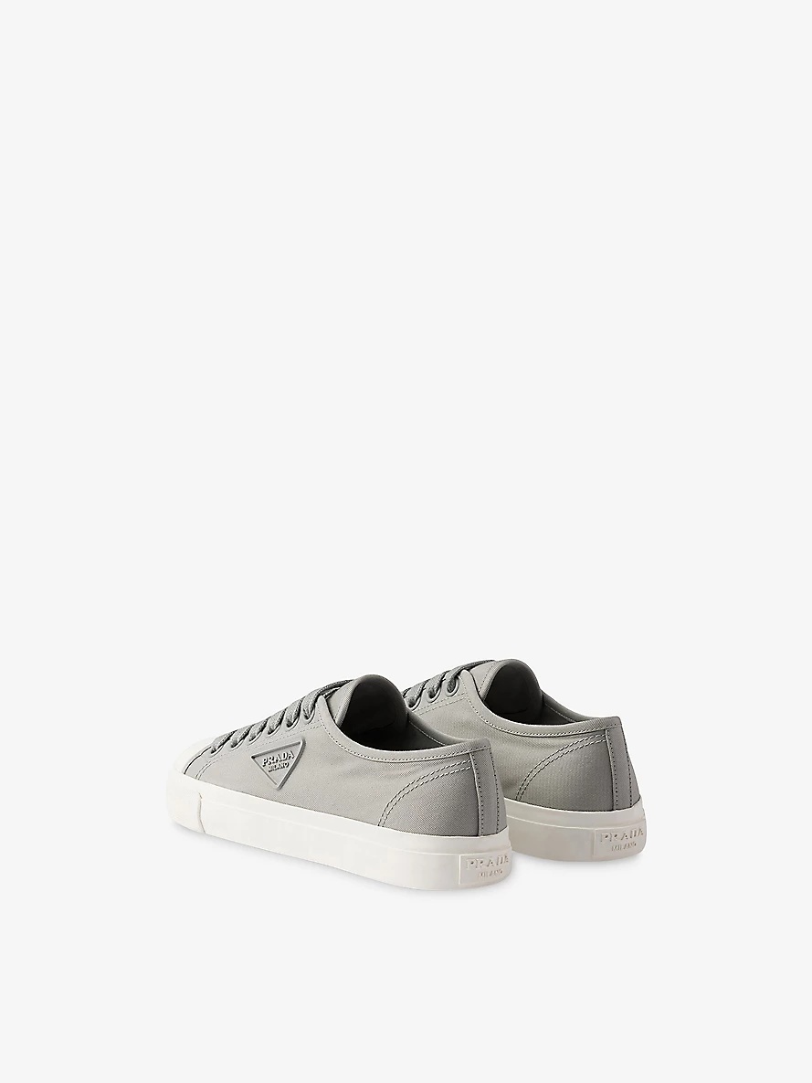Logo-Plaque Cotton-Gabardine Low-Top Trainers - 4
