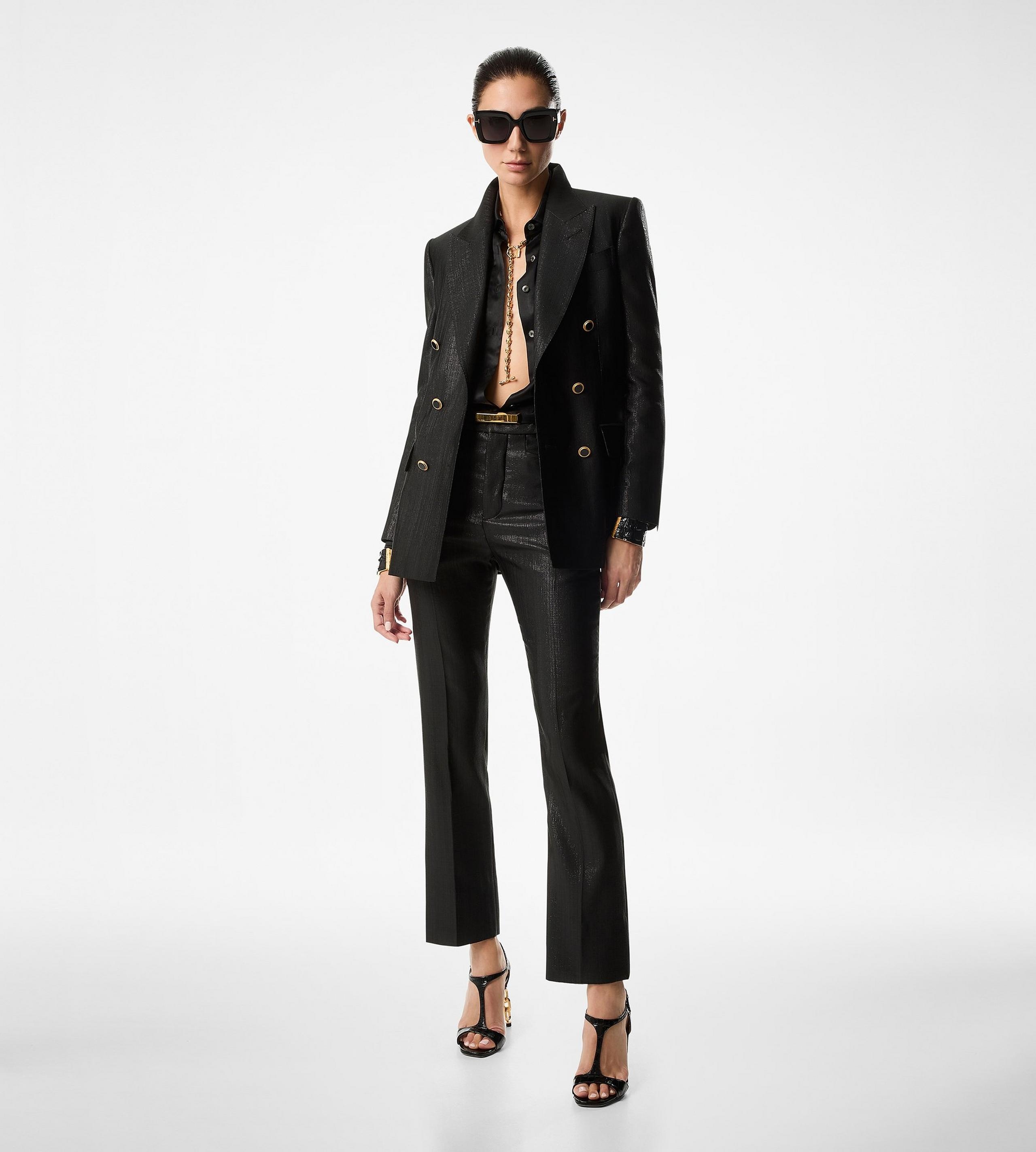 BROKEN LUREX TAILORING WOOL "WALLIS" DOUBLE BREASTED JACKET - 3