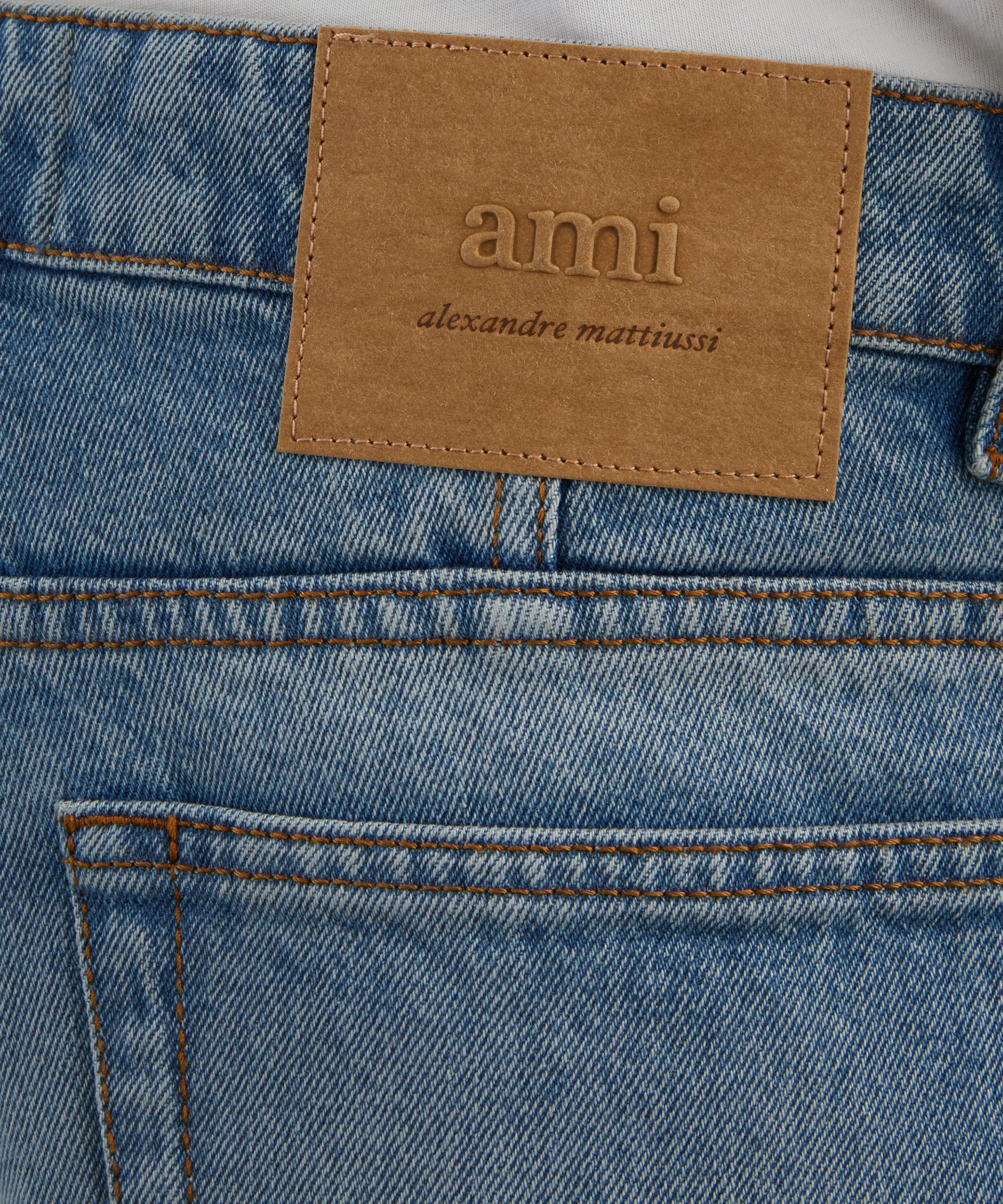 Blue Cotton Tapered Jeans - 5