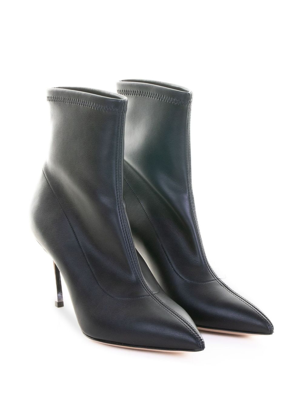 metallic-heel pointed-toe boots - 2