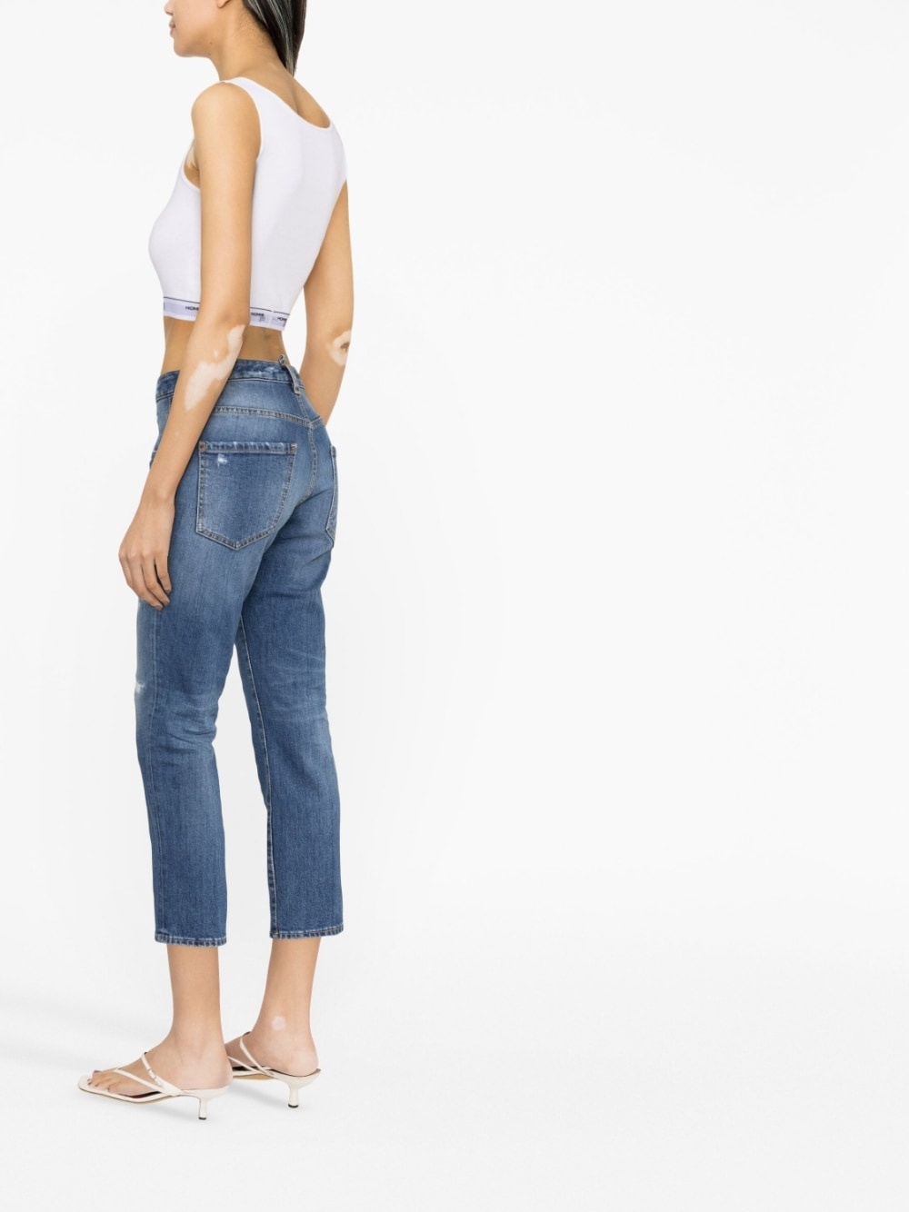 distressed slim-fit cropped jeans - 3