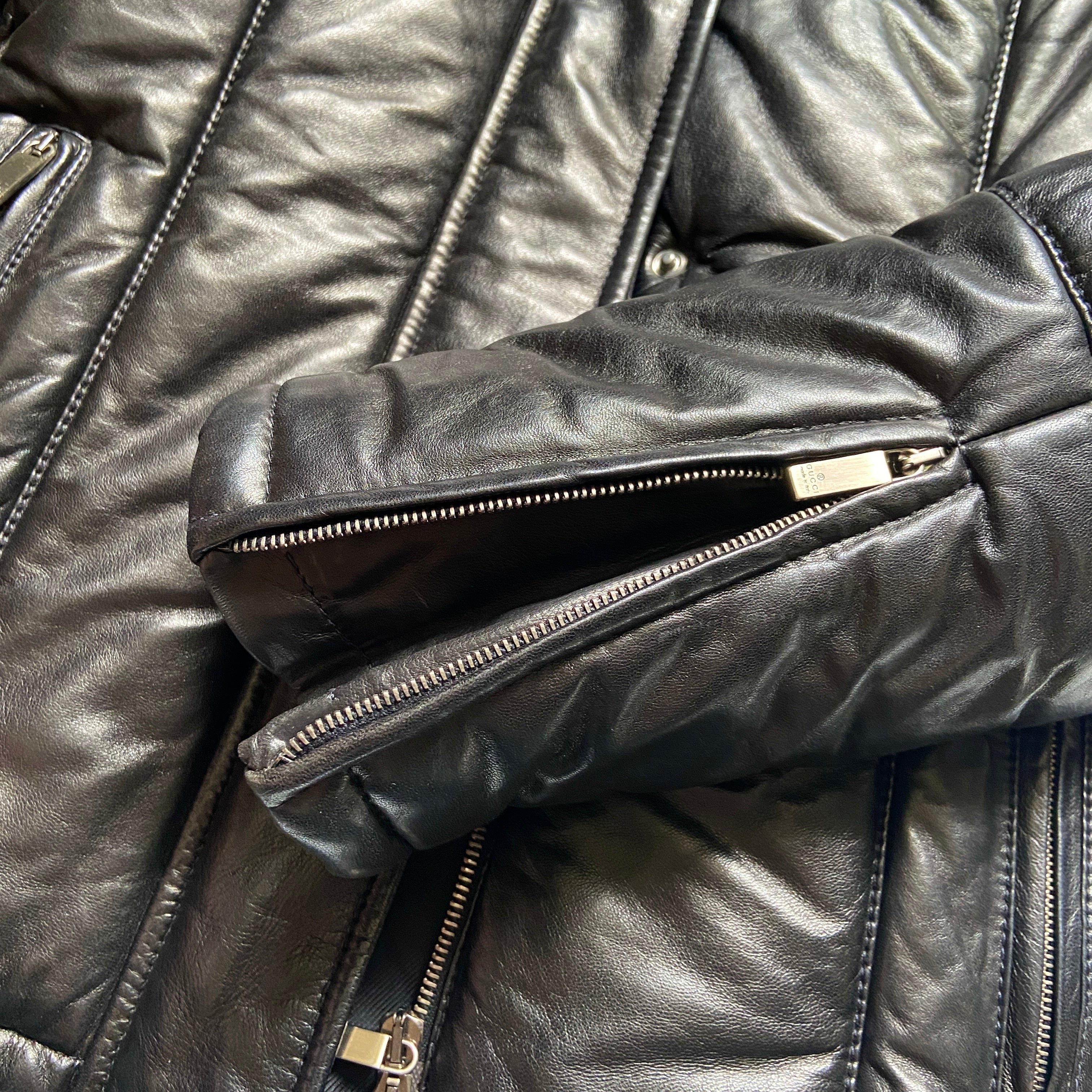 Gucci Fall 1998 Tom Ford Lambskin Leather Quilted Down Puffer Jacket 38 - 17