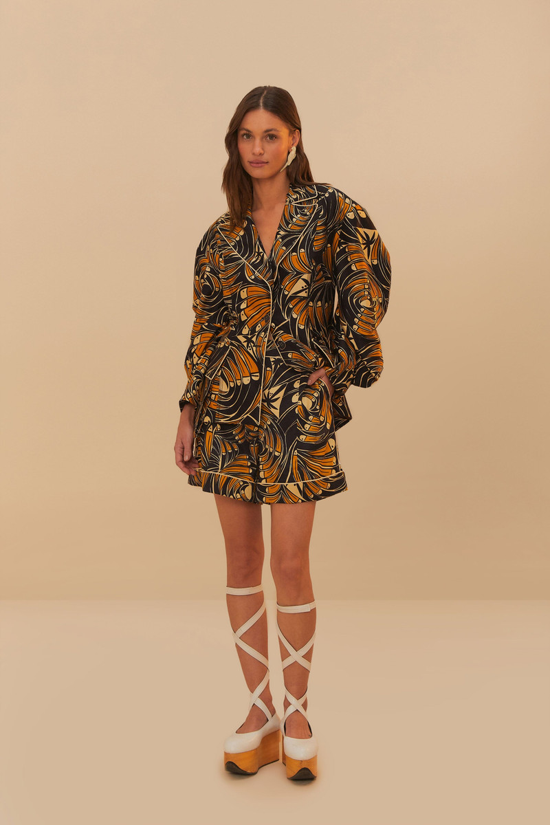 FARM RIO Black Toucans Spirals Blazer outlook