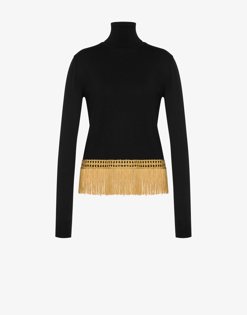 WOOL PULLOVER WITH FRINGING 1