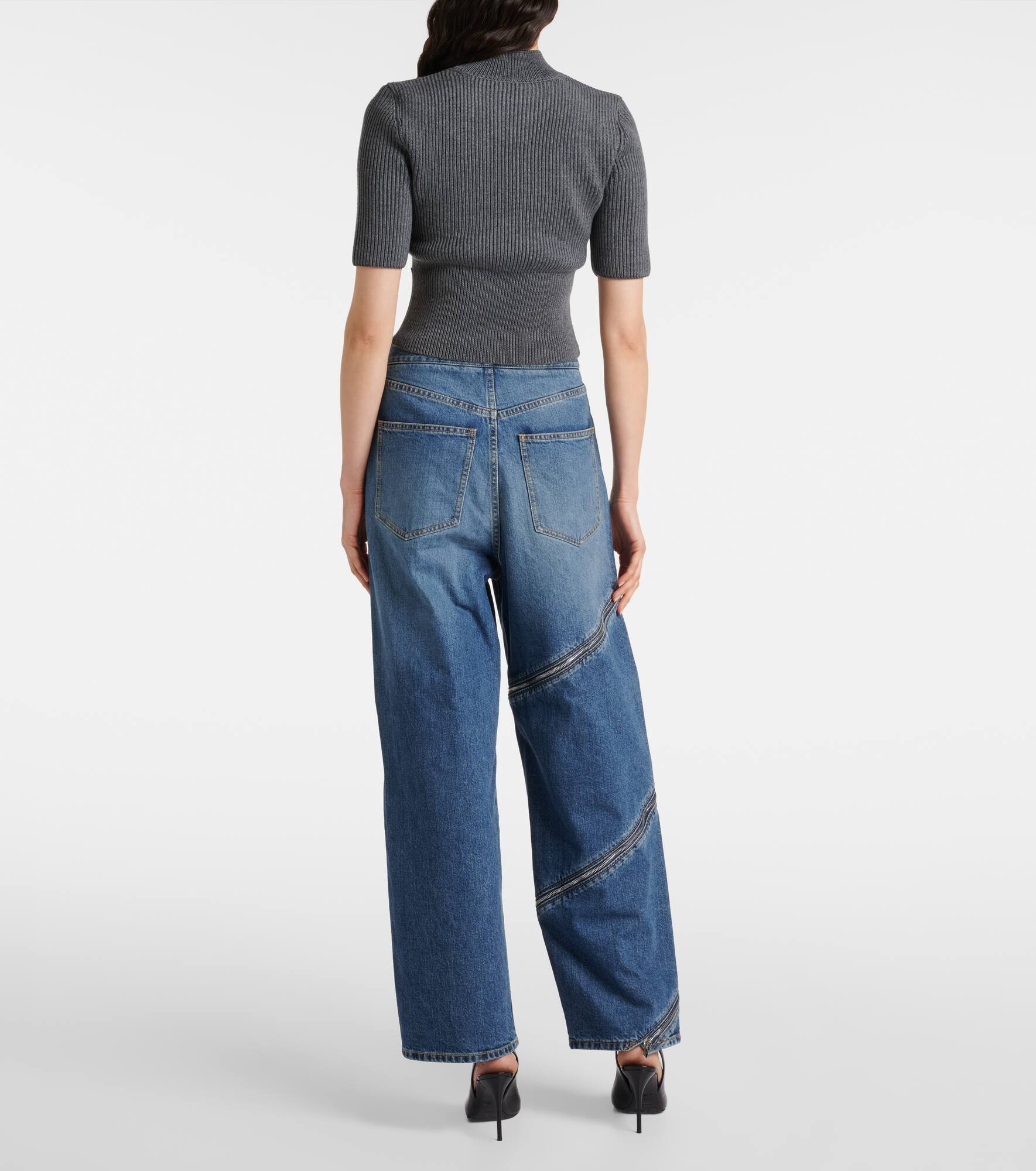 Ribbed-knit cutout wool-blend top - 3