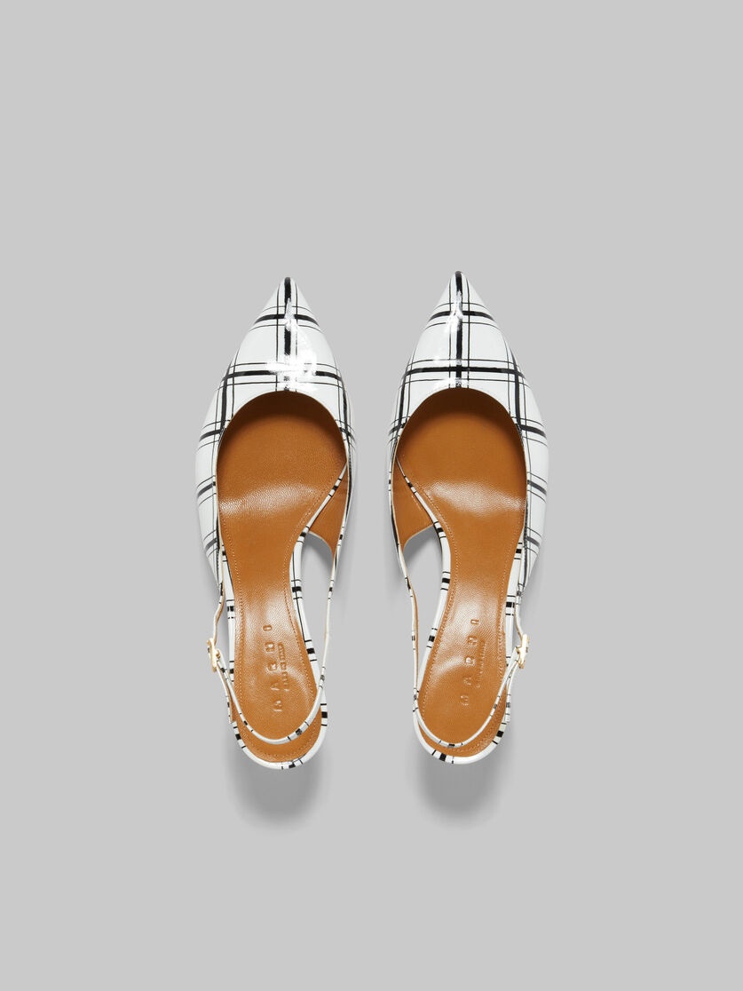 WHITE AND BLACK CHECKED PATENT LEATHER RHYTHM SLINGBACK - 4