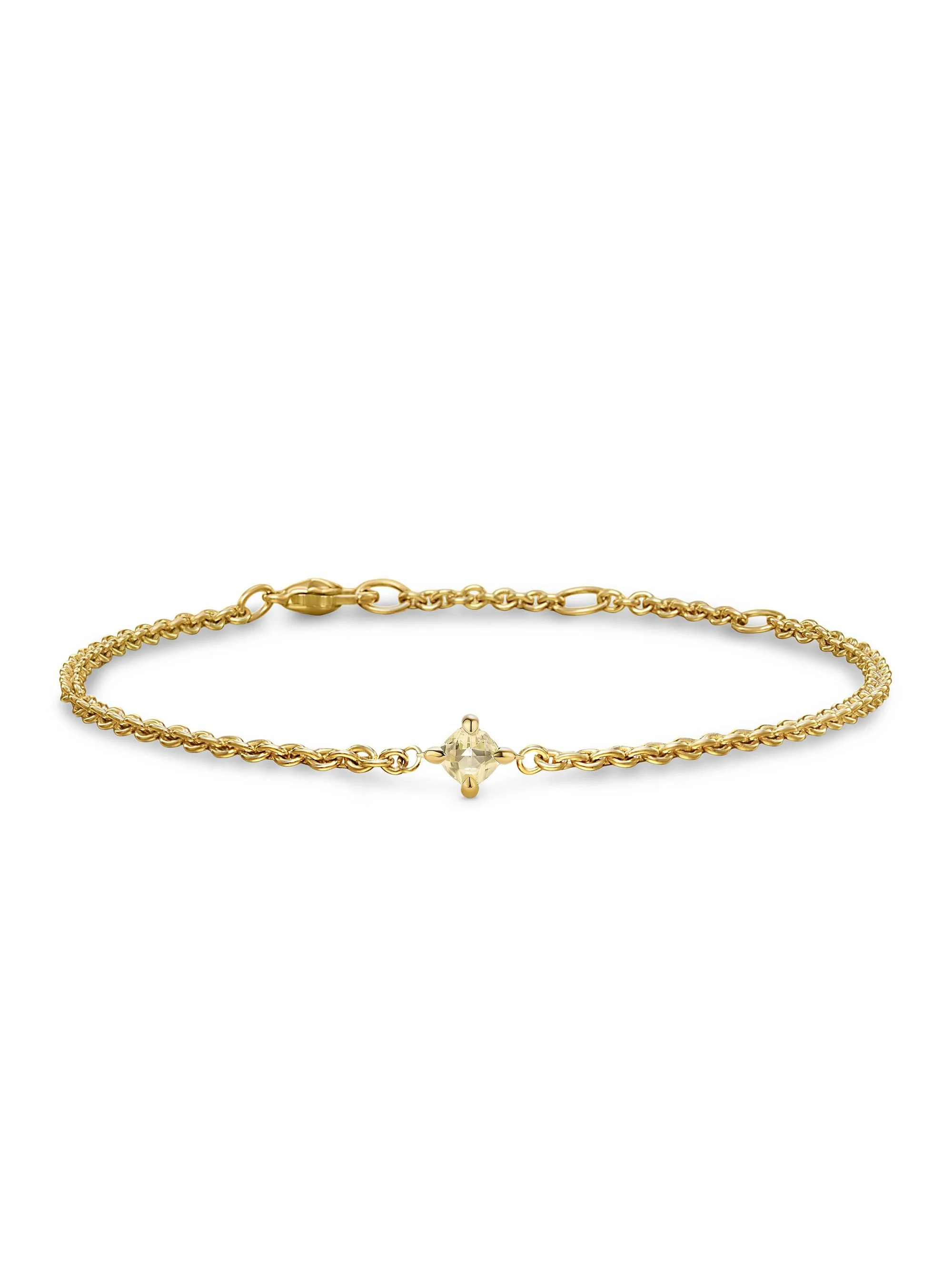 Women's Micro Chatelaine Chain Bracelet in 18K Yellow Gold - Champagne Citrine - 1