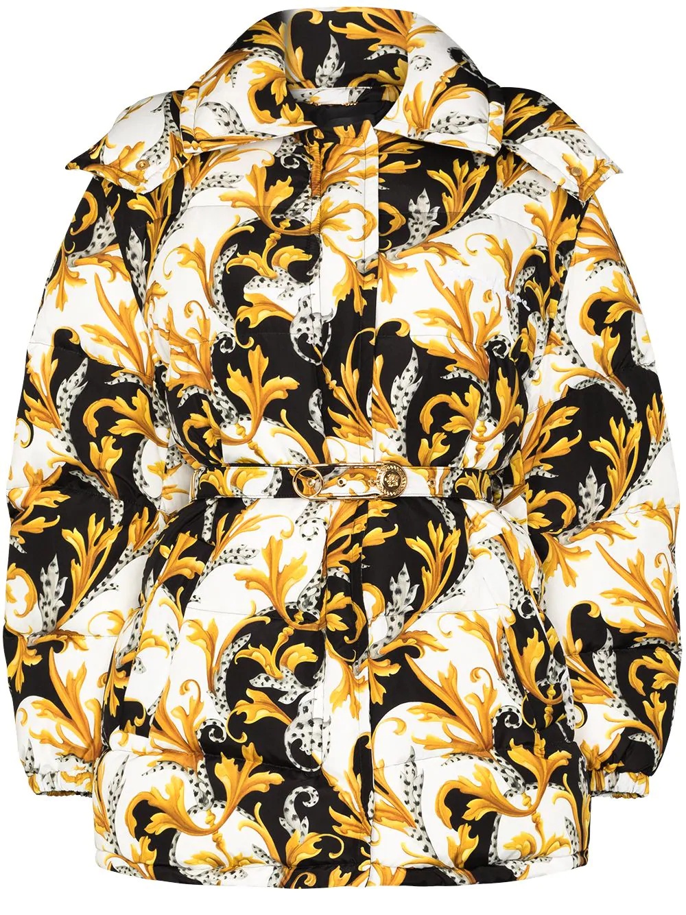 Baroque print puffer jacket - 1