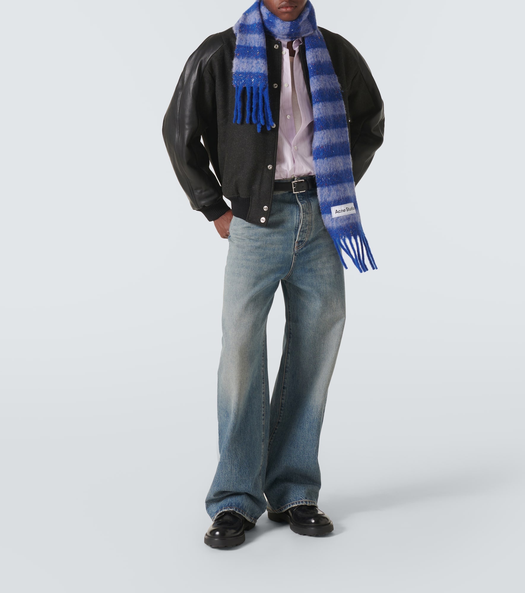Striped logo alpaca-blend scarf - 4