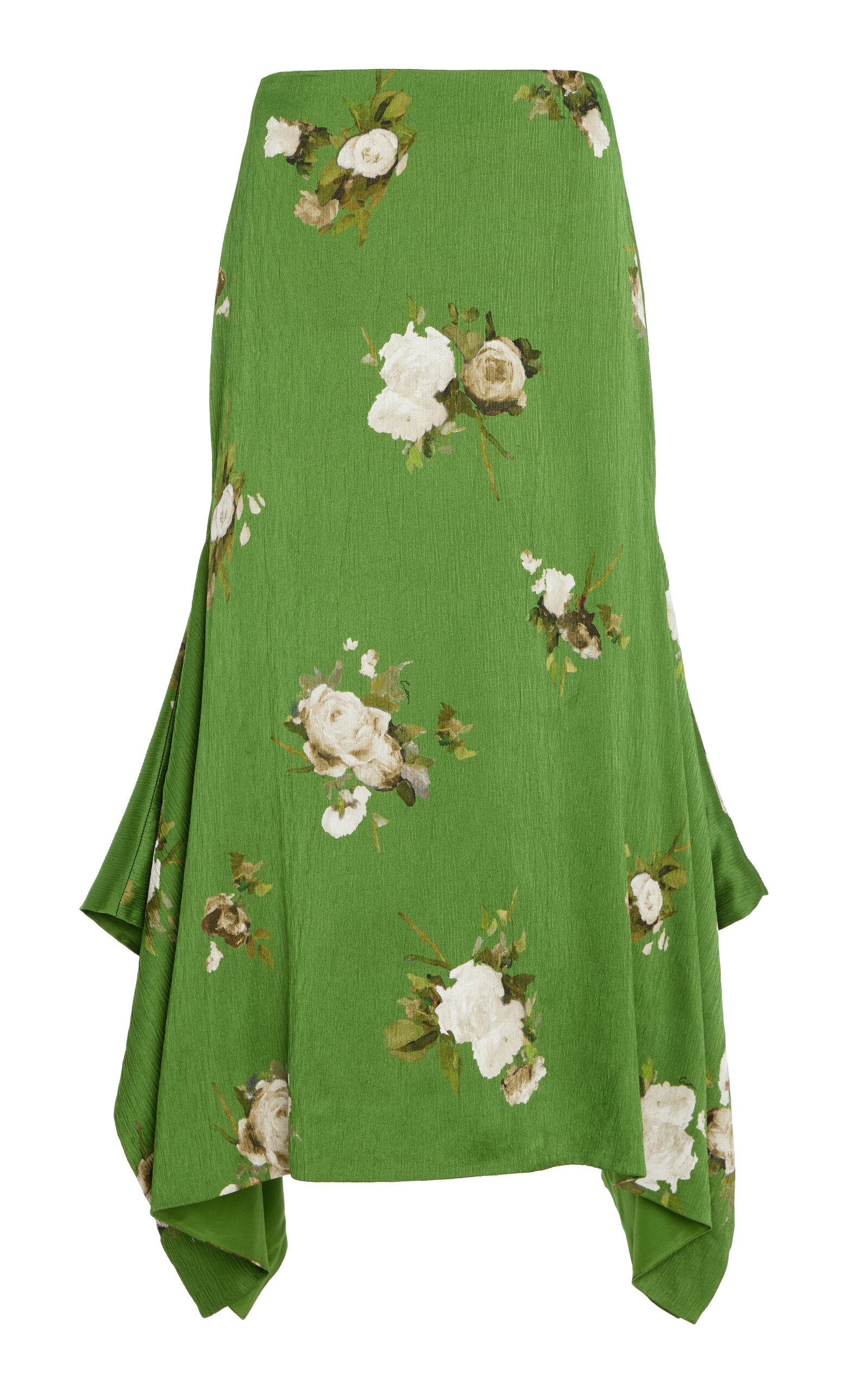 Printed Silk Midi Skirt green - 1