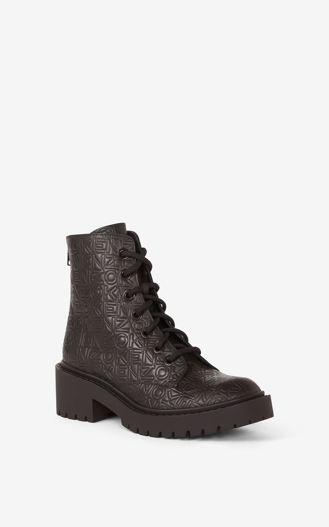 Pike lace-up embossed leather ankle boots - 2