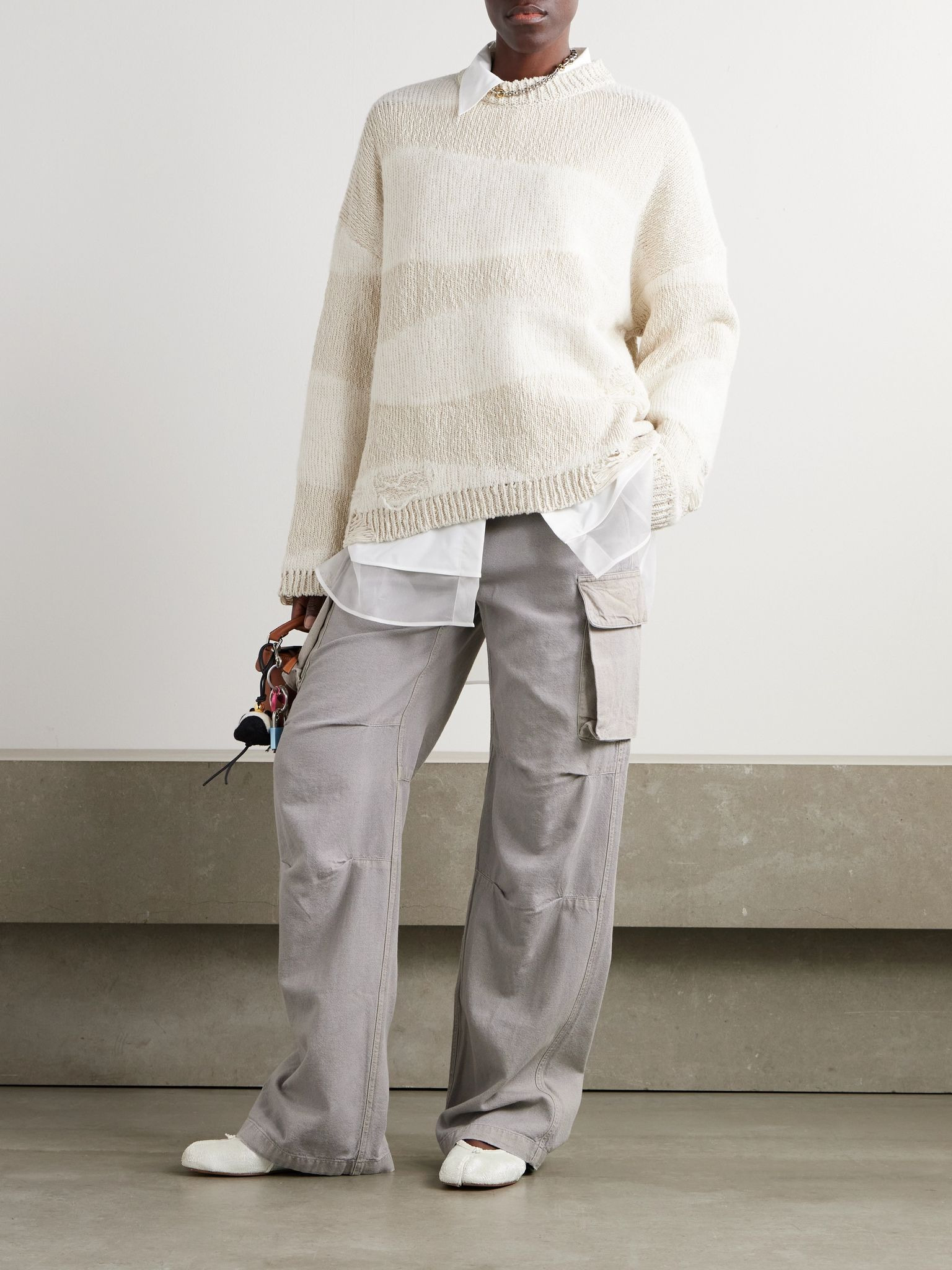 Peak cotton and hemp-blend canvas straight-leg cargo pants Gray - 2