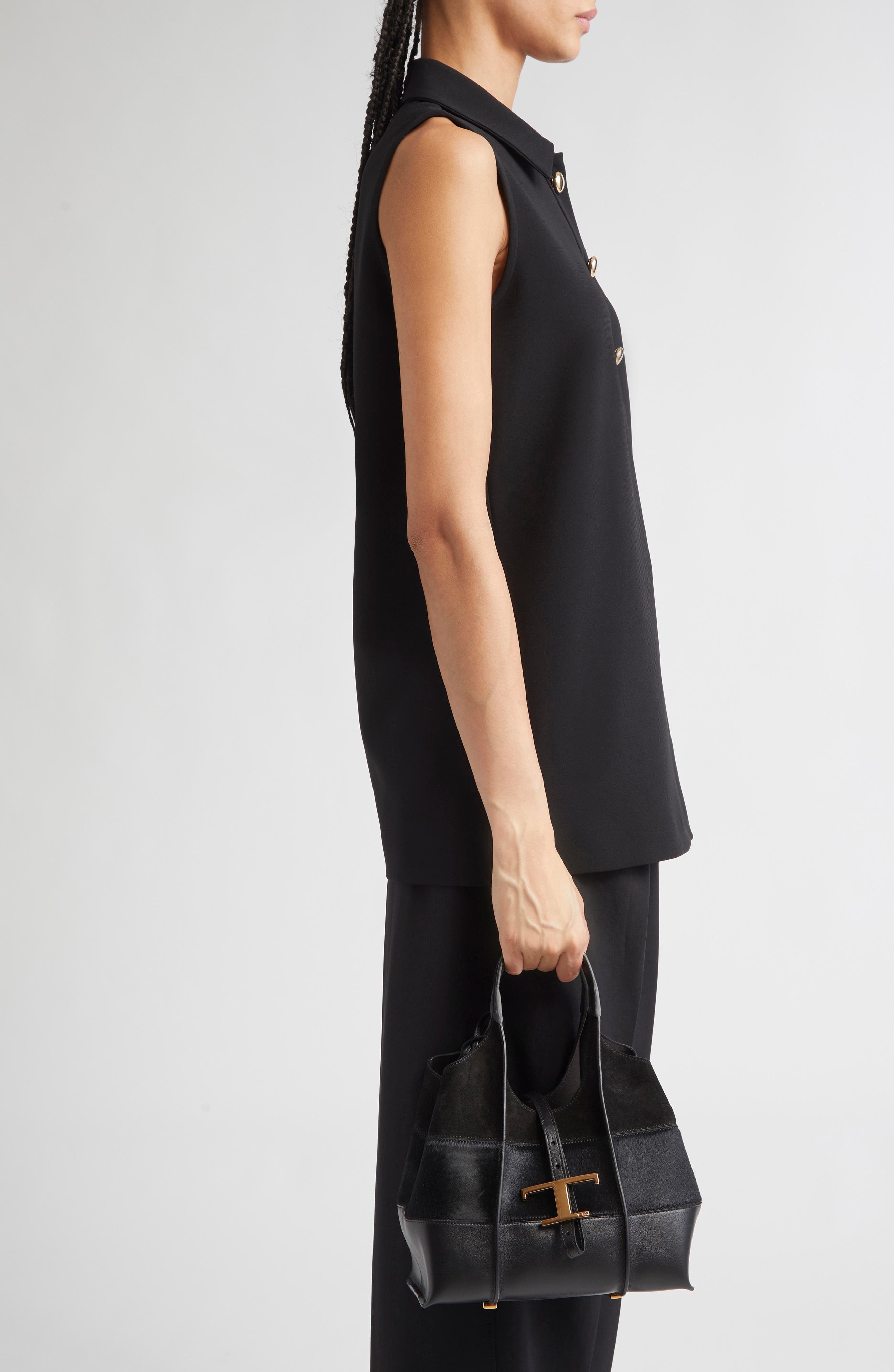 Tod's Mini T Timeless Mixed Media Tote in Nero at Nordstrom - 3