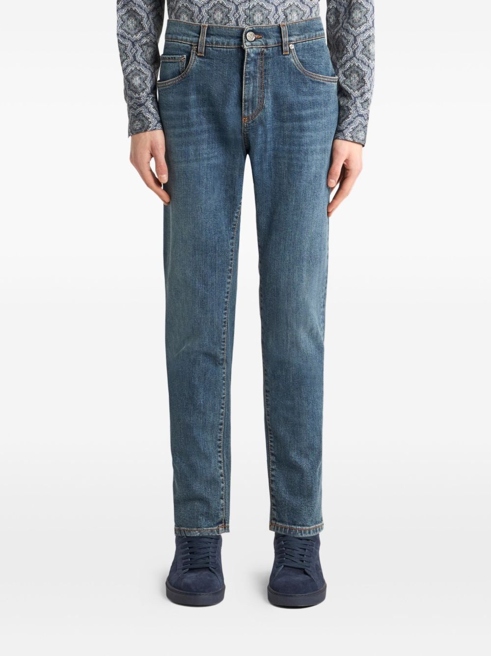 embroidered cotton jeans - 2