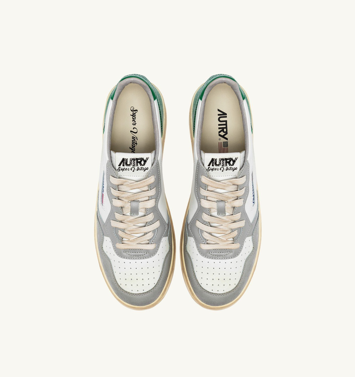 MEDALIST LOW SUPER VINTAGE SNEAKERS IN WHITE GREEN AND GRAY - 5