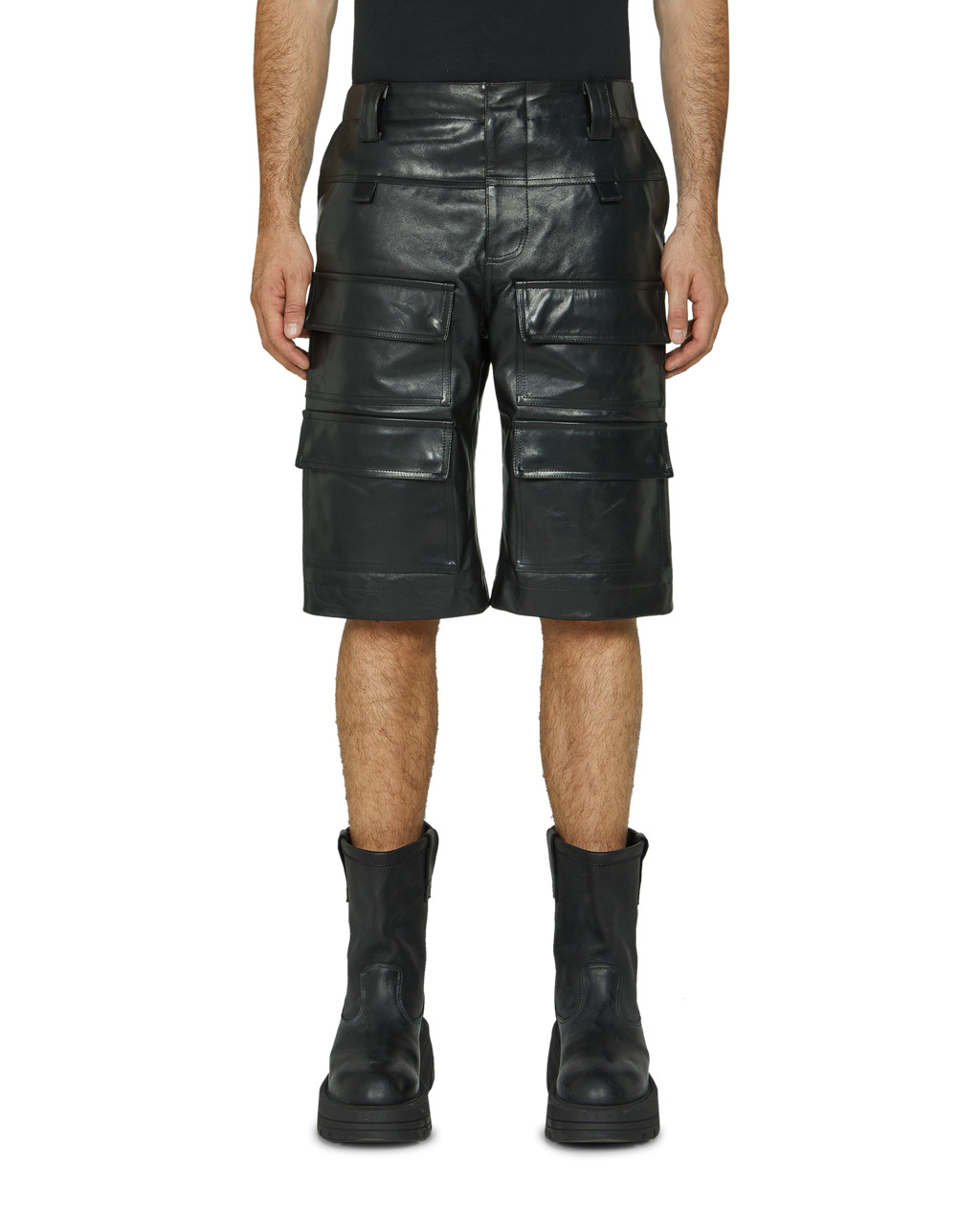 FRONT POCKET LEATHER CARGO SHORTS - 2