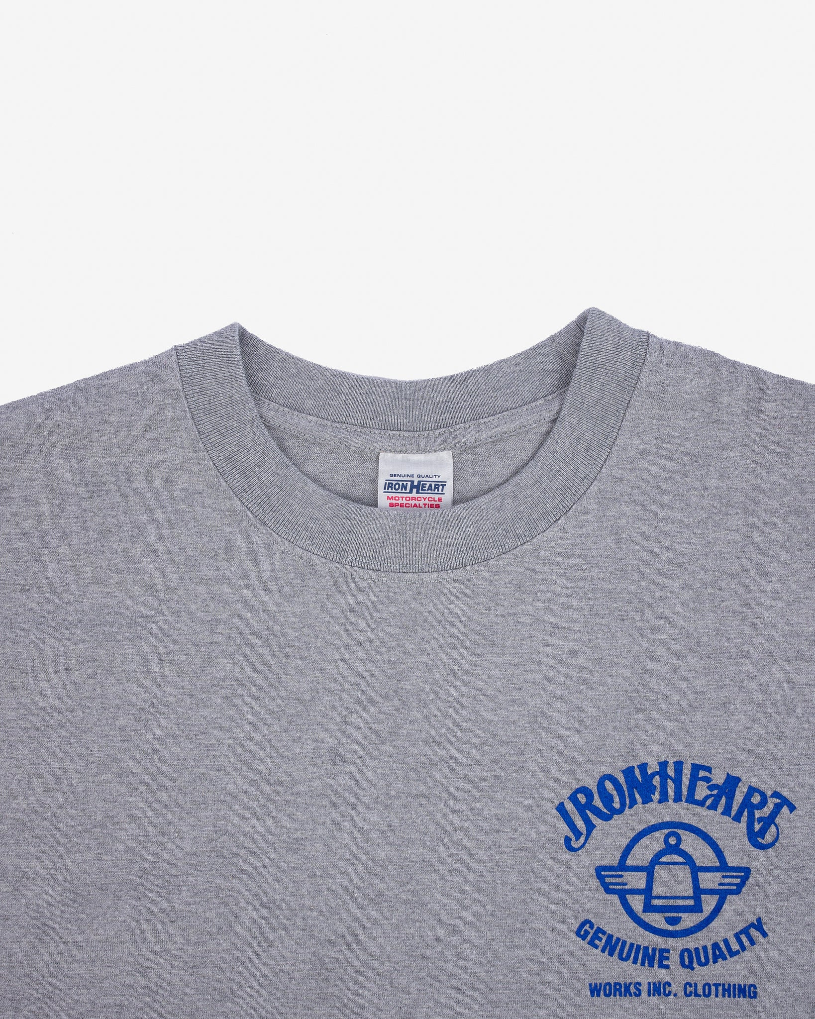 IHT-2403-GRY 7.5oz Printed Loopwheel Crew Neck T-Shirt - Gray - 7
