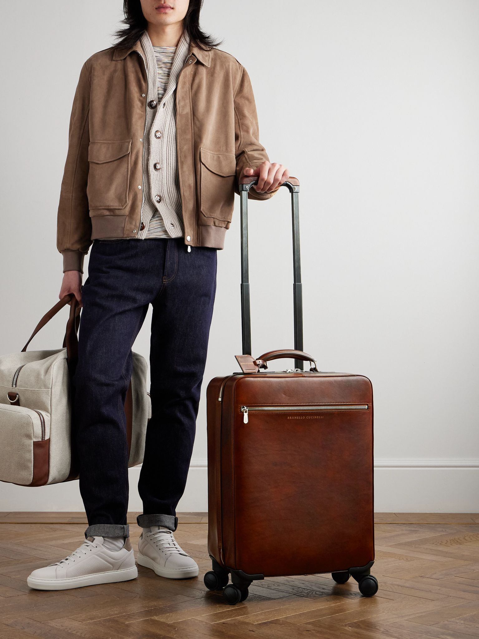 Full-Grain Leather Carry-On Suitcase Red - 2