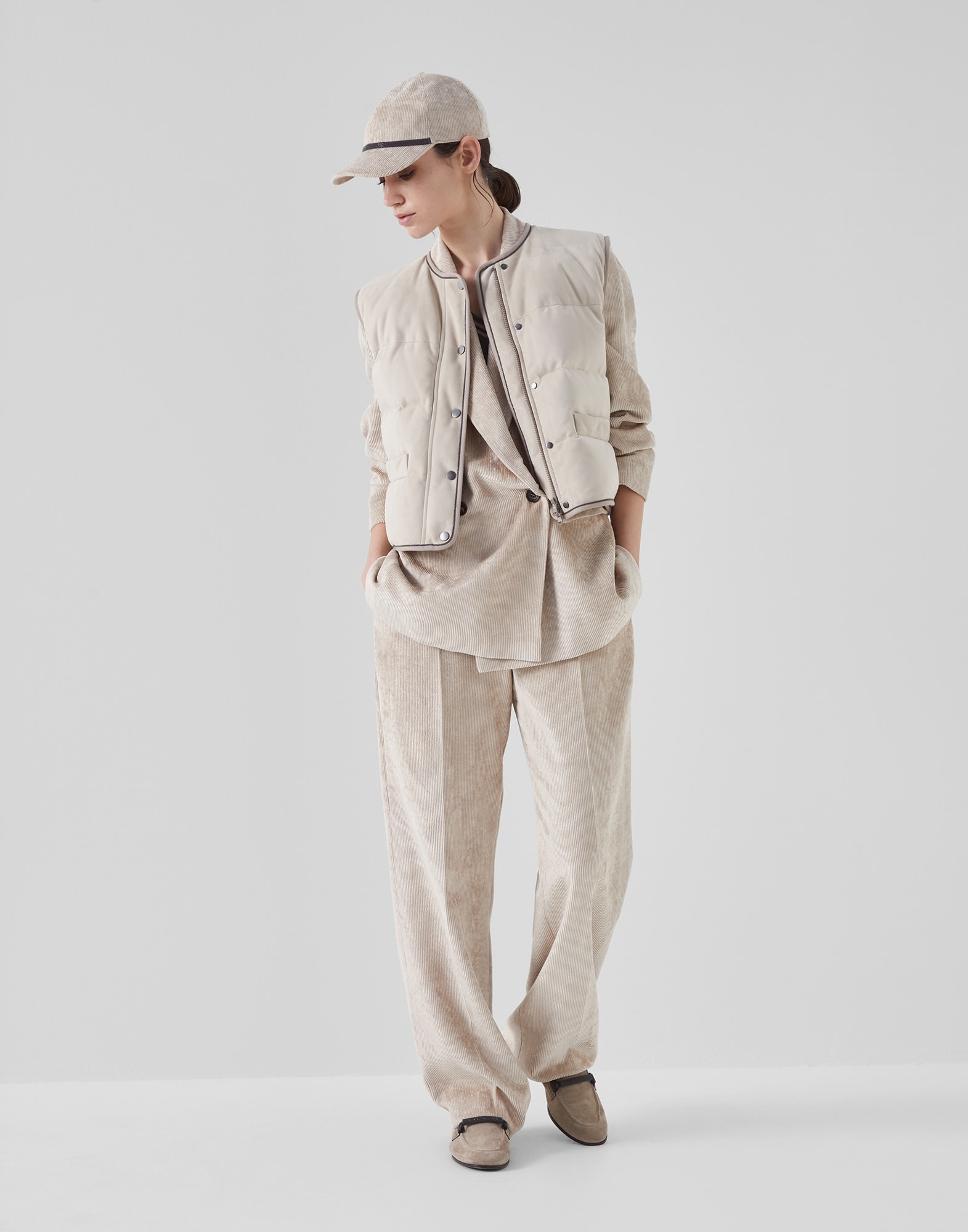 Hammered corduroy loose straight trousers - 4